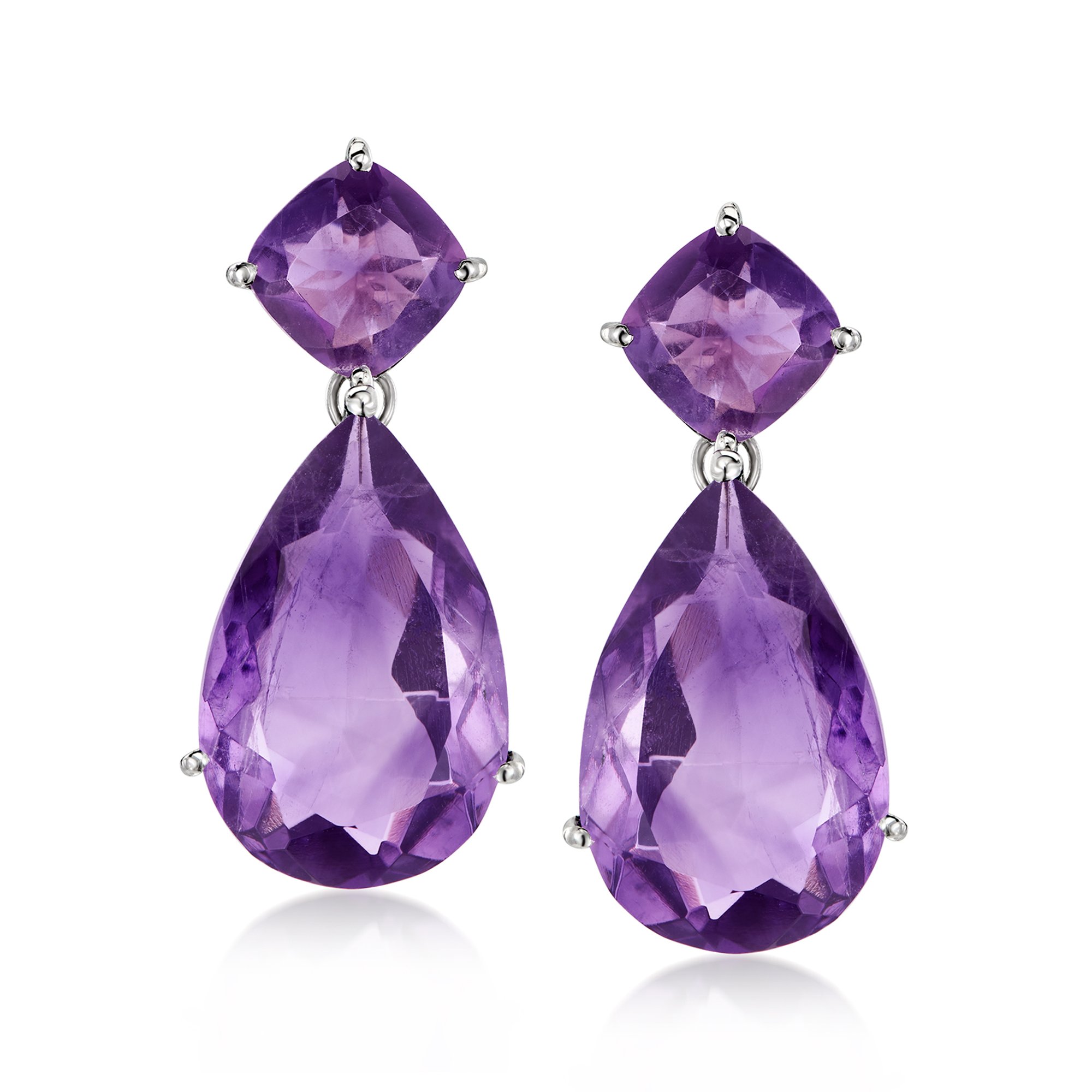 20.00 ct. t.w. Amethyst Drop Earrings in Sterling Silver | Ross Simons