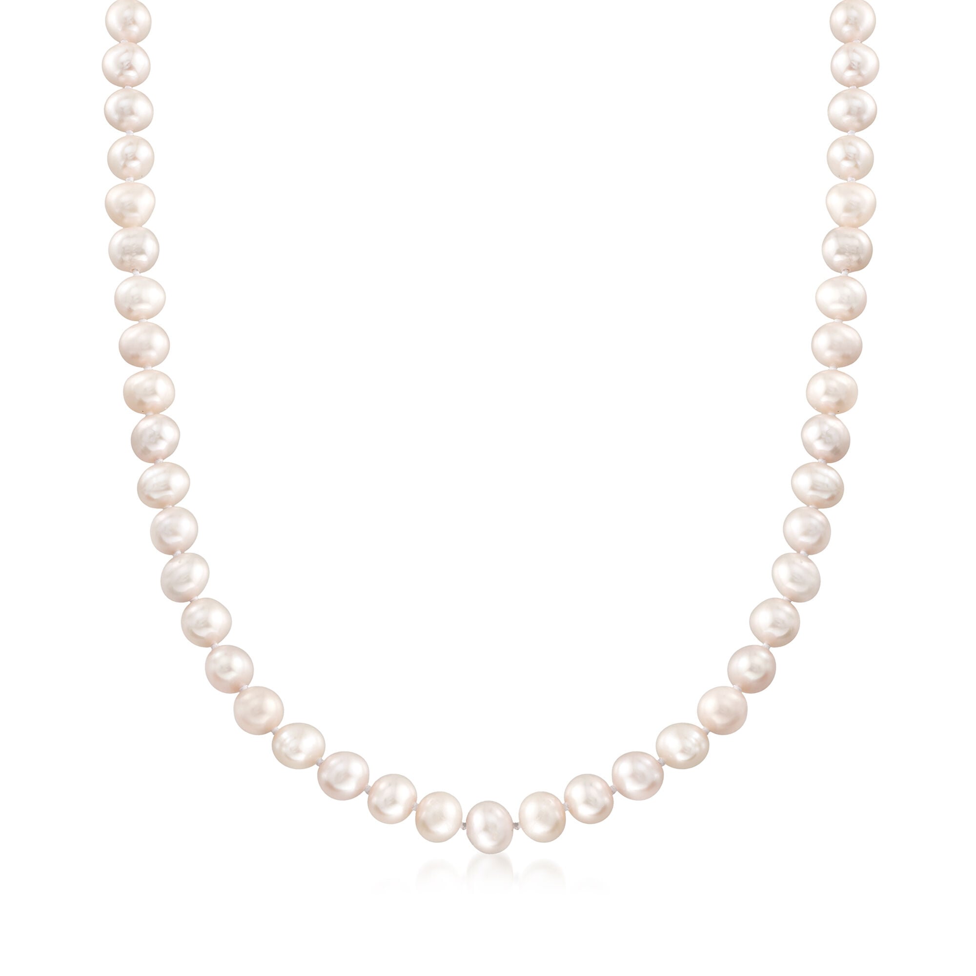 4-4.5mm Cultured Pearl Necklace in 14kt Yellow Gold | Ross Simons