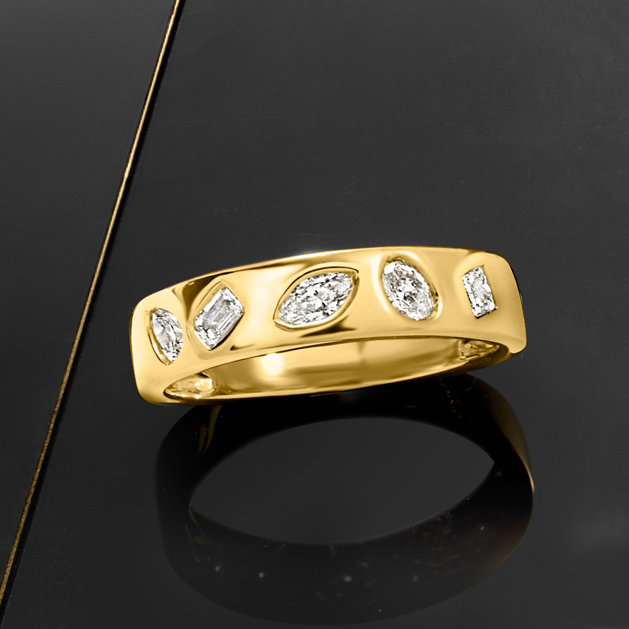 50 ct. t.w. Multi-Shaped Lab-Grown Diamond Ring in 18kt Gold Over