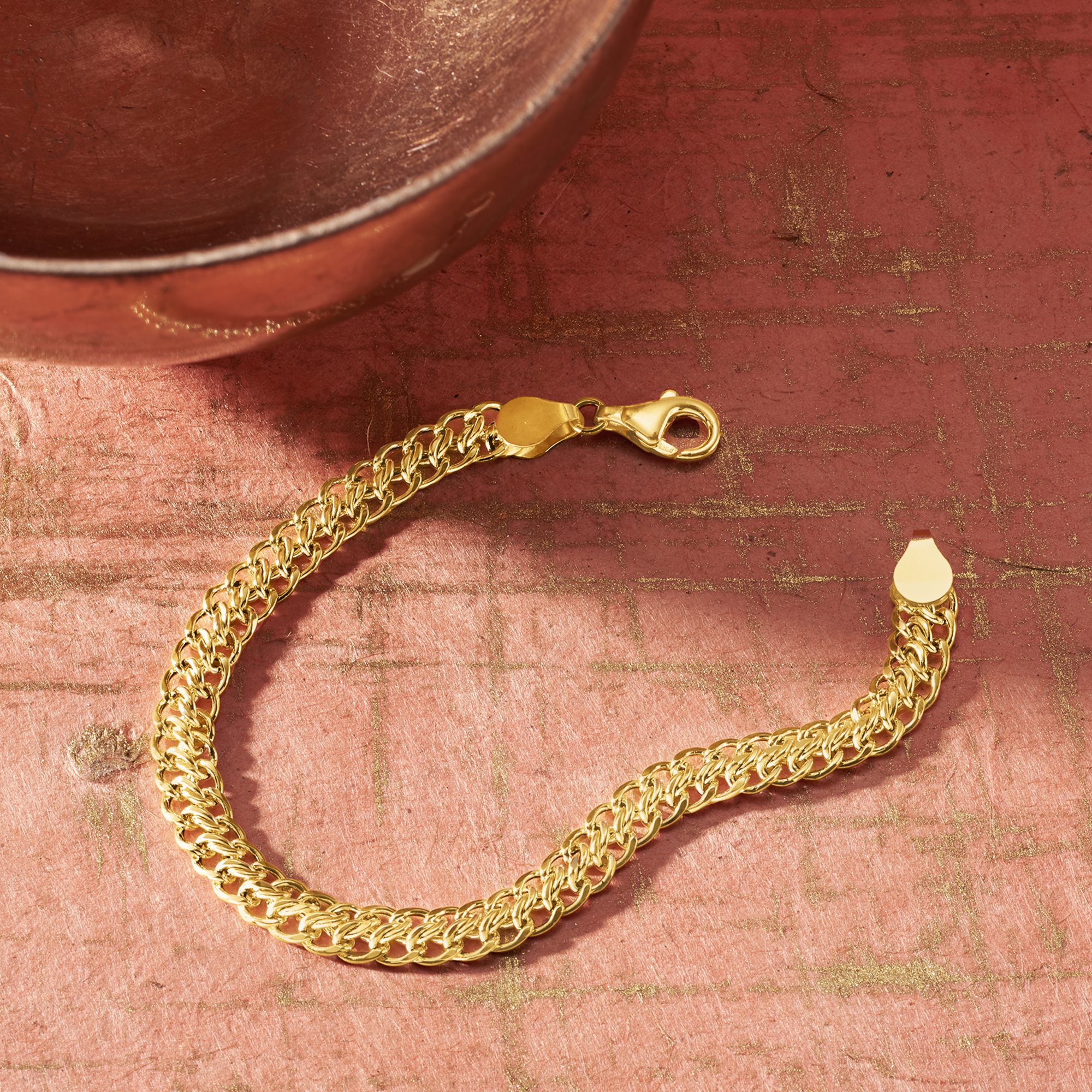 Italian 18kt Yellow Gold Flat-Link Chain Bracelet Italian 18kt Yellow Gold Flat-Link Chain Bracelet