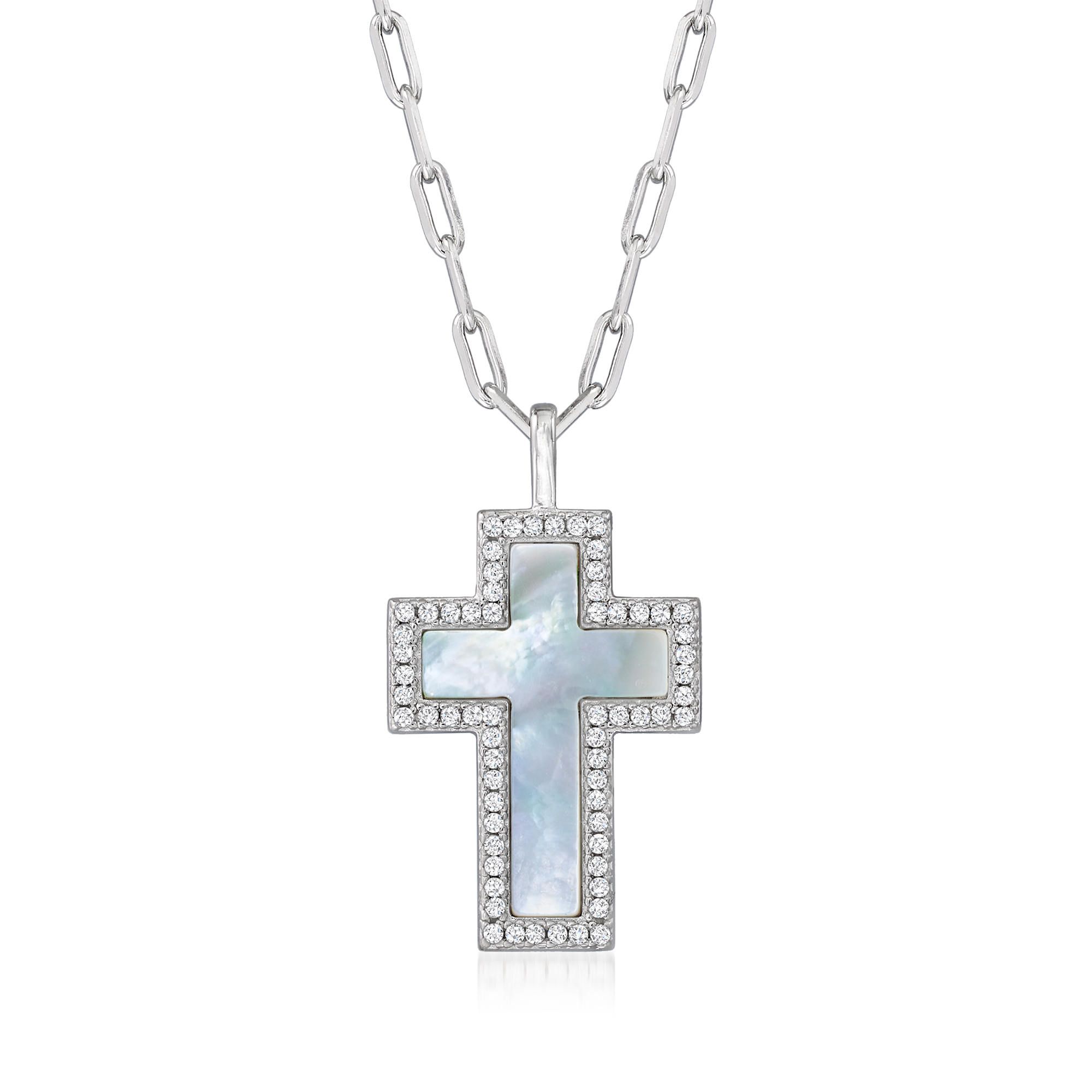 Charles Garnier Mother-of-Pearl and .32 ct. t.w. CZ Cross