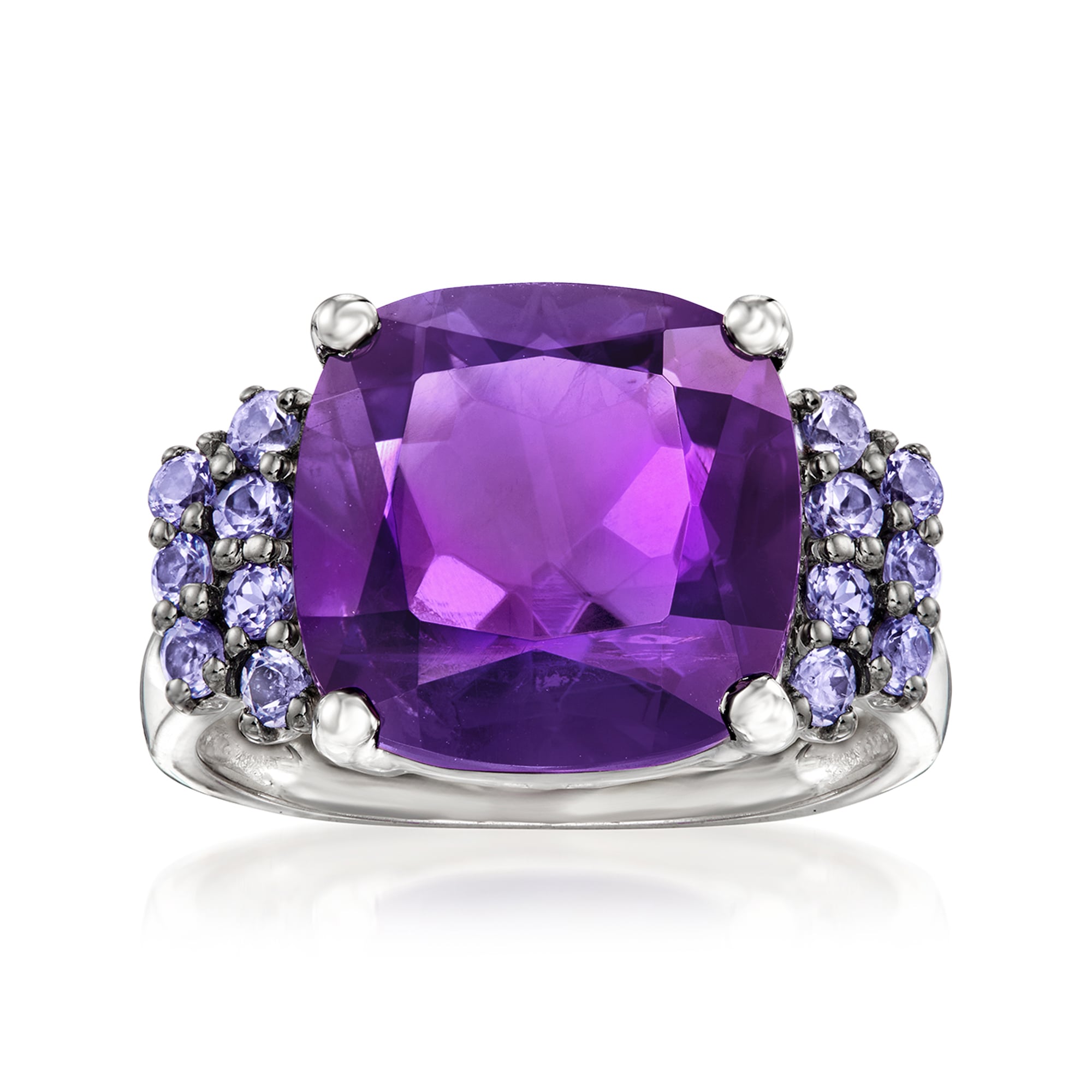 5.50 Carat Amethyst and .40 ct. t.w. Tanzanite Ring in Sterling