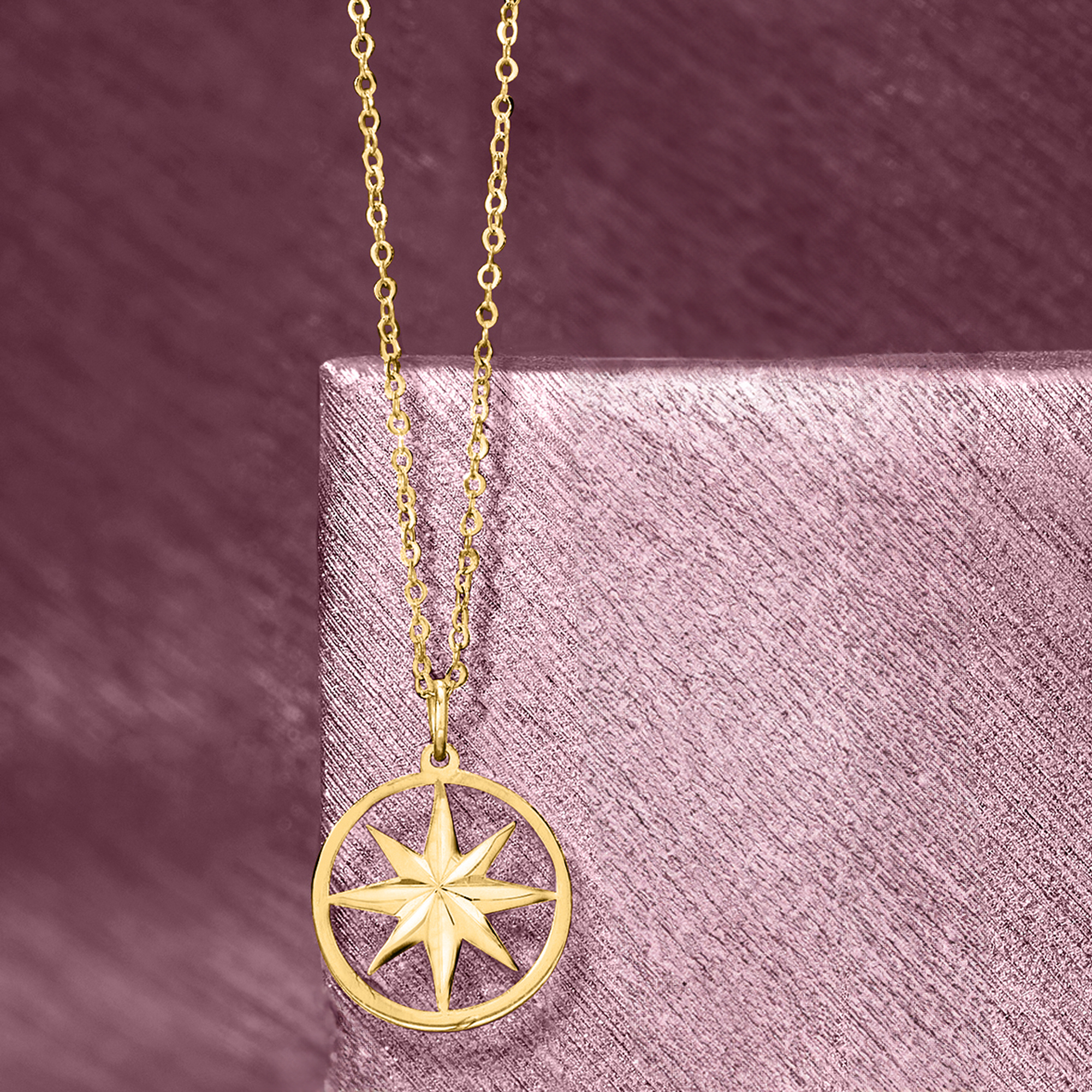 ネックレス・ペンダント ROMANTINUER SN101 NECKLACE Italian 14kt Yellow Gold North Star Necklace. 16