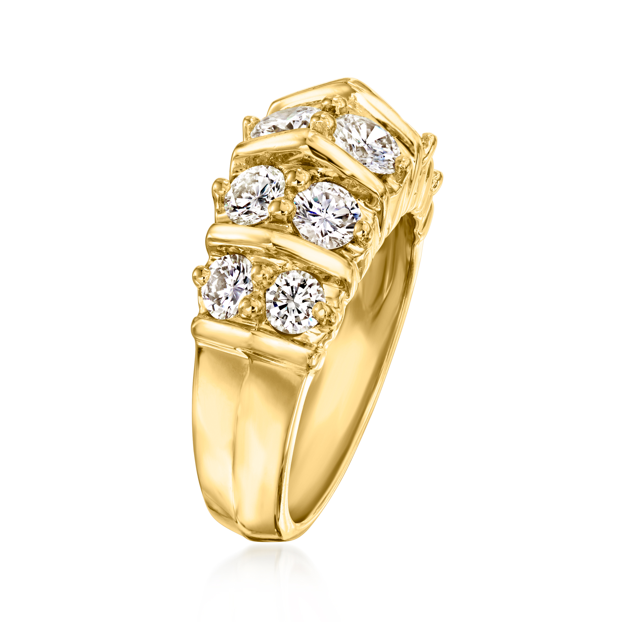 りえ　０９，１１，２８ C. 1990 Vintage 1.80 ct. t.w. Diamond Two-Row Ring in 18kt Yellow