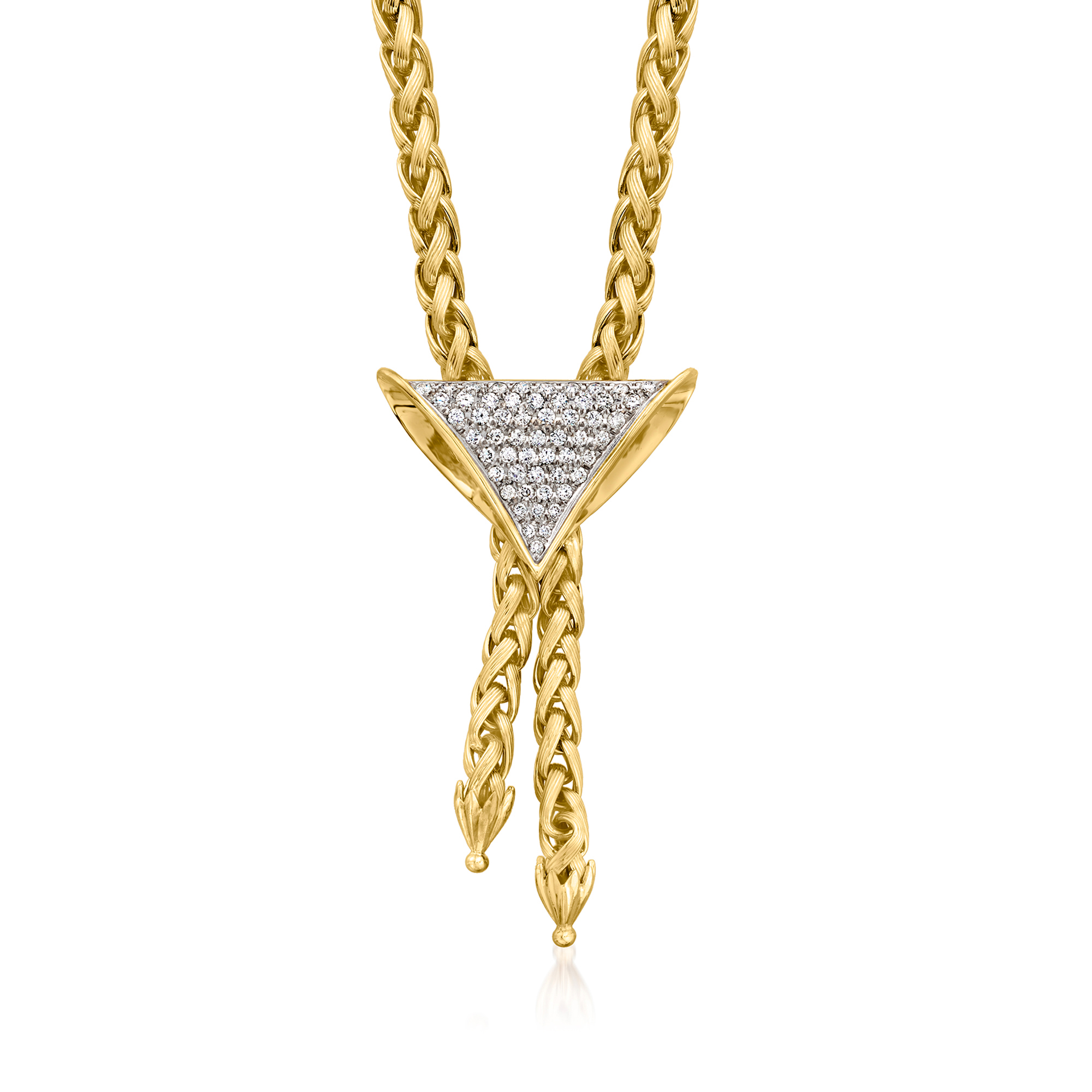 Diamond Bolo Tie-Style Necklace in 14kt Yellow Gold