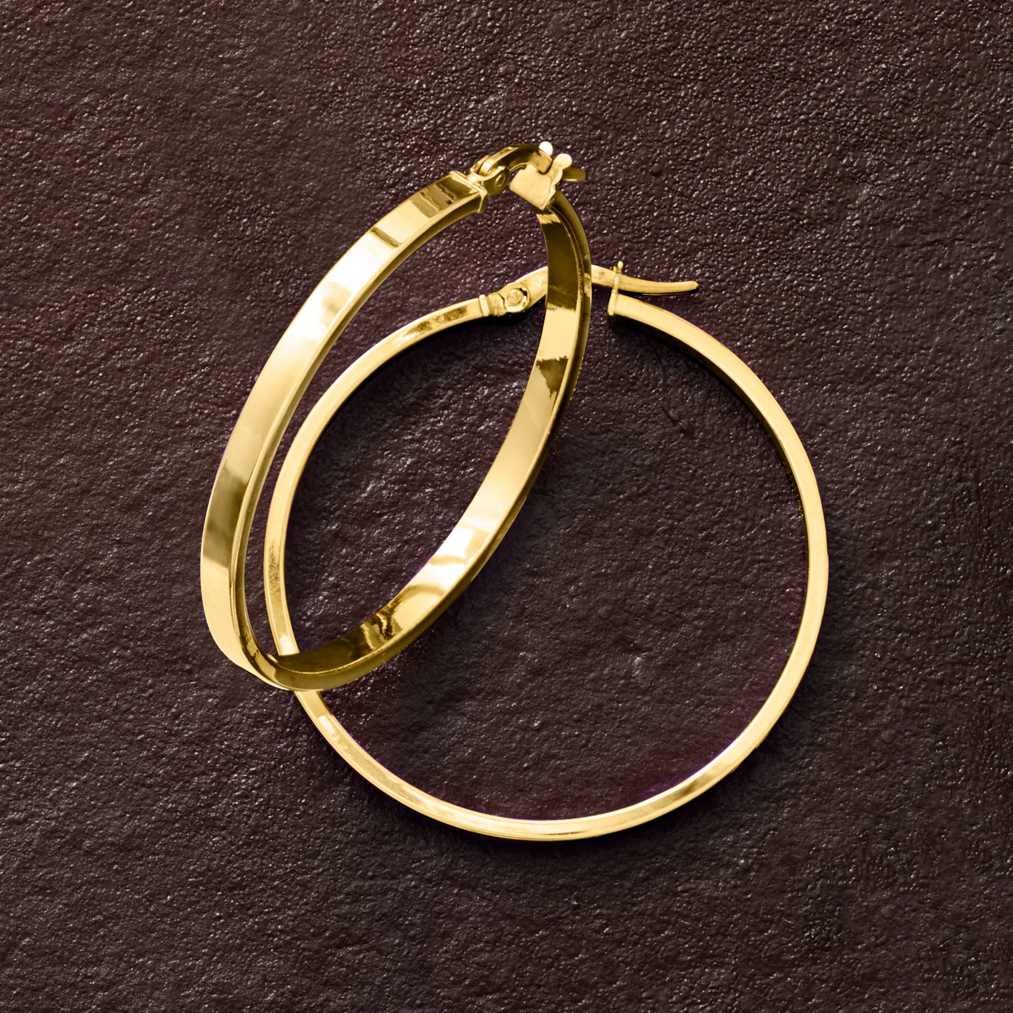 Italian 14kt Yellow Gold Squared-Edge Hoop Earrings. 1 1/2&quot