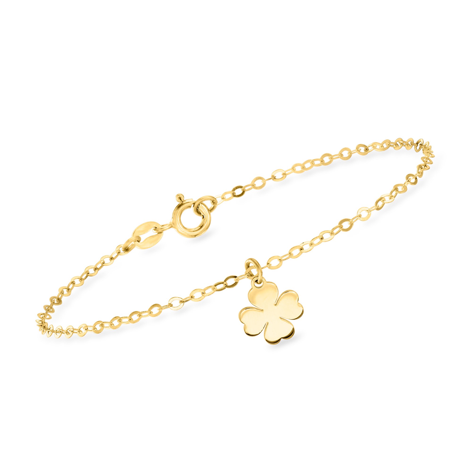 ஐ‬Atelier cloverஐ‬ Italian Brilliance Diamond-Cut Clover Station Bracelet 14K