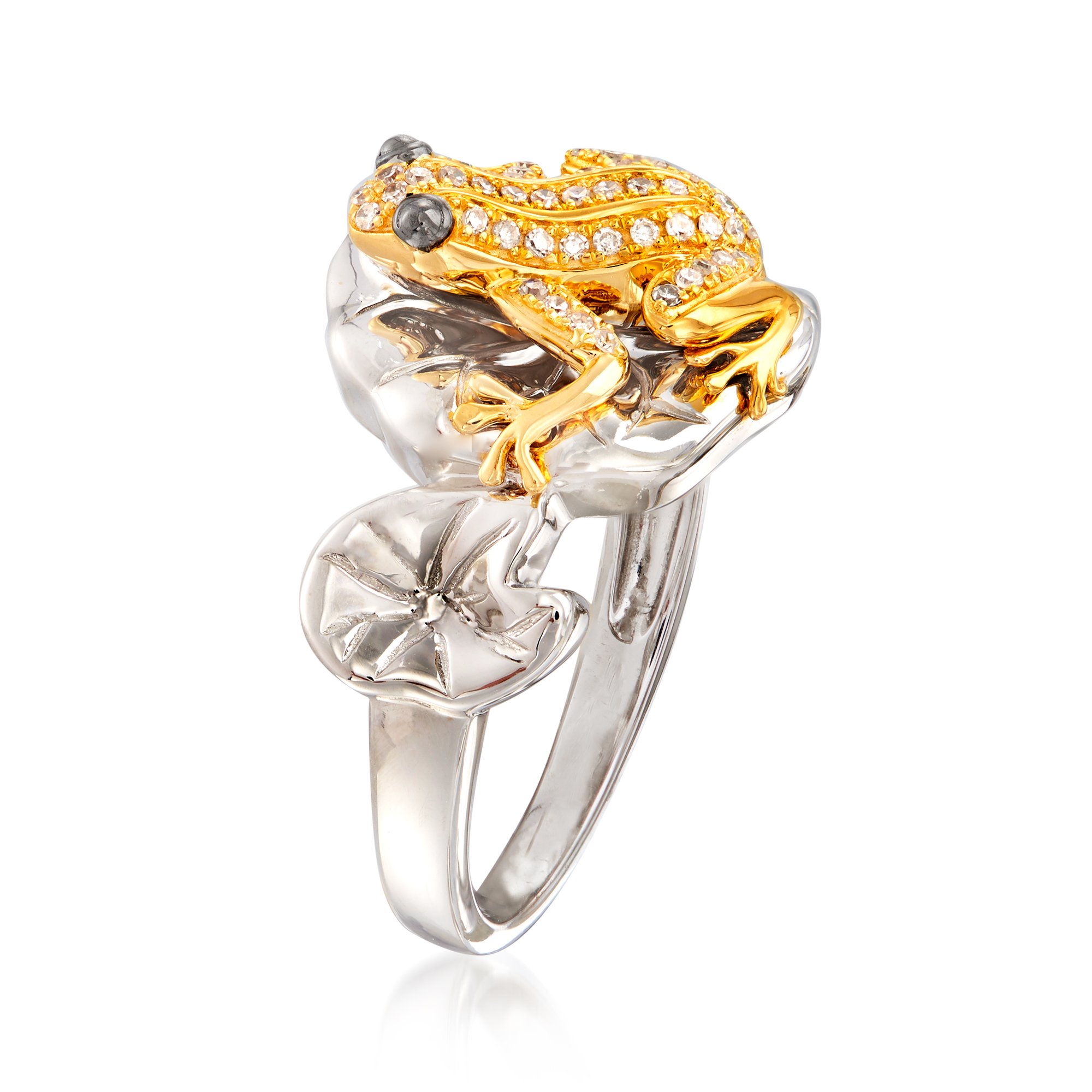 15 ct. t.w. Diamond Frog Ring in Sterling Silver and 18kt Gold Over Sterling