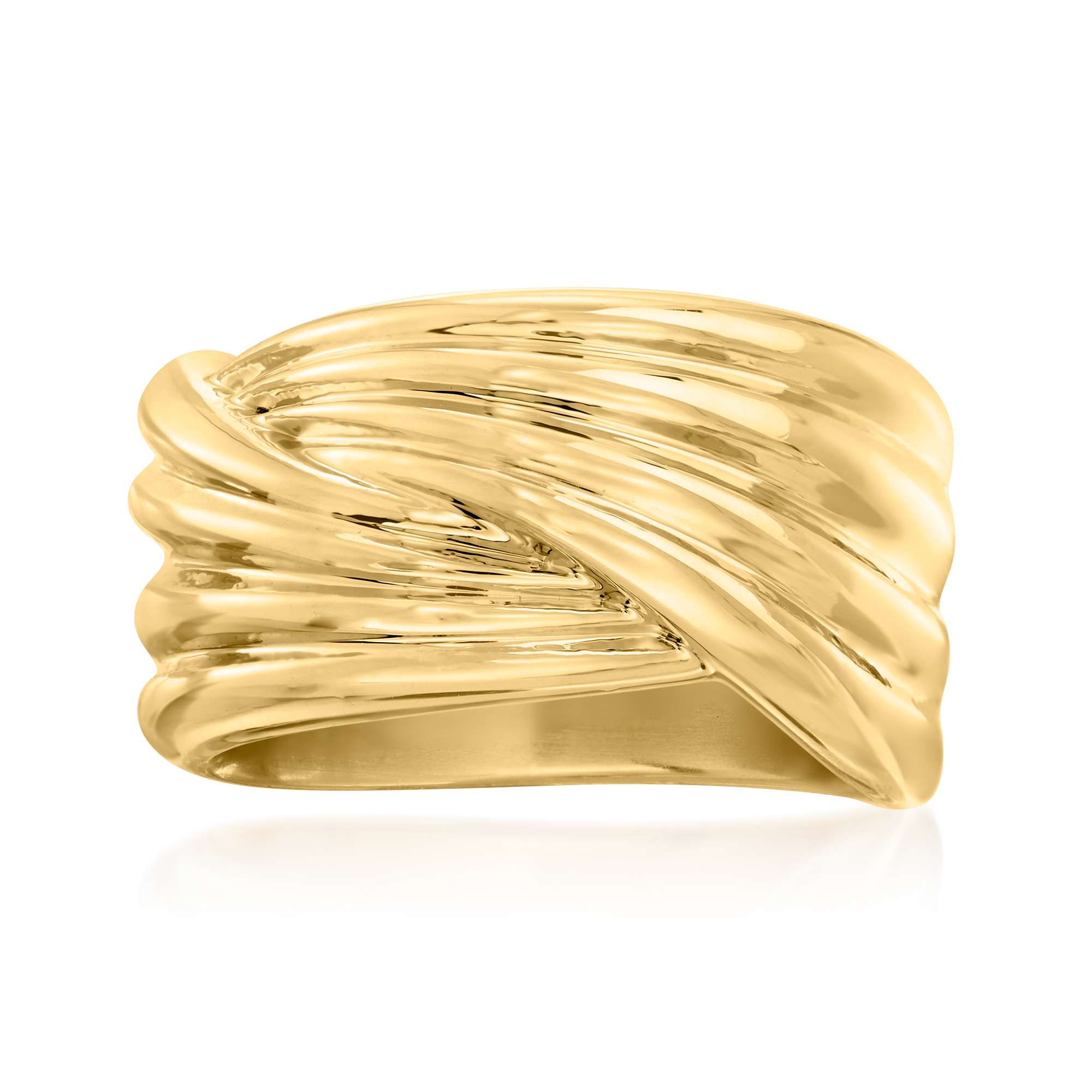 Italian Andiamo 14kt Yellow Gold Over Resin Crossover Ring