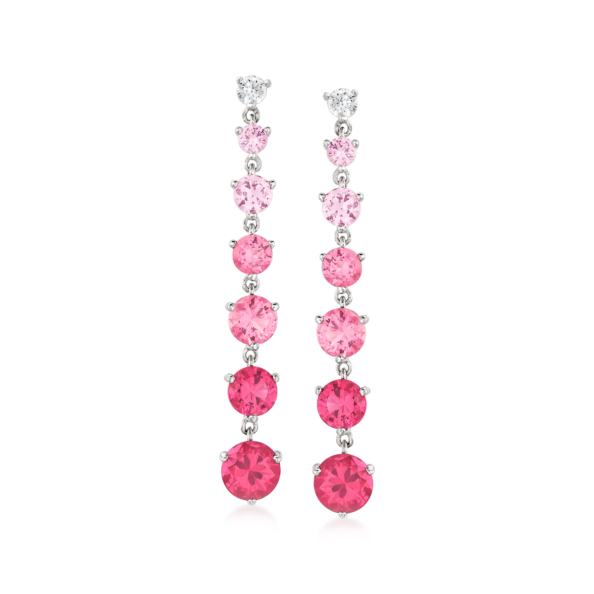 4.50 ct. tw Simulated Pink Sapphire and .20 ct. tw CZ Drop Earrings 