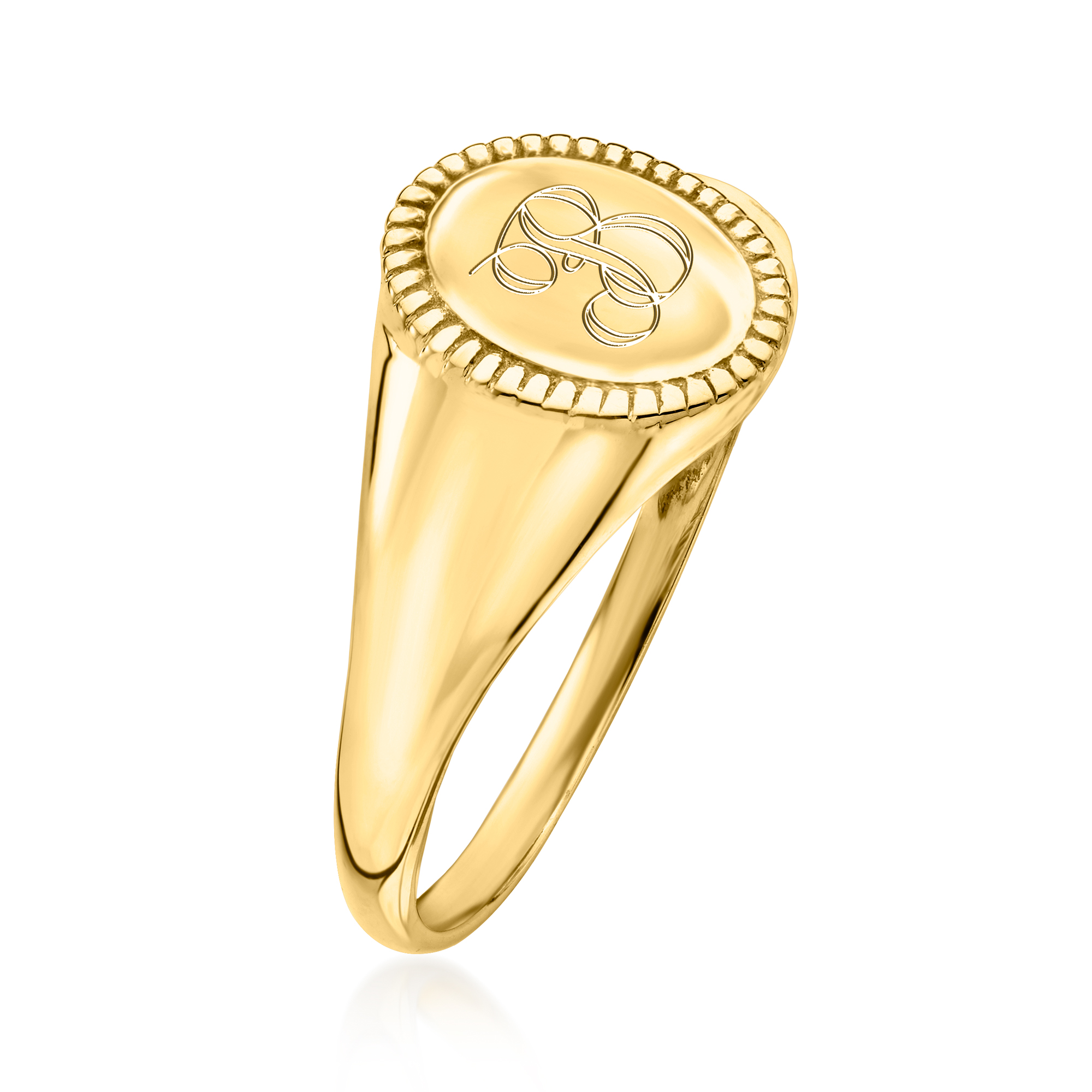 Italian 14kt Yellow Gold Single-Initial Signet Ring | Ross Simons