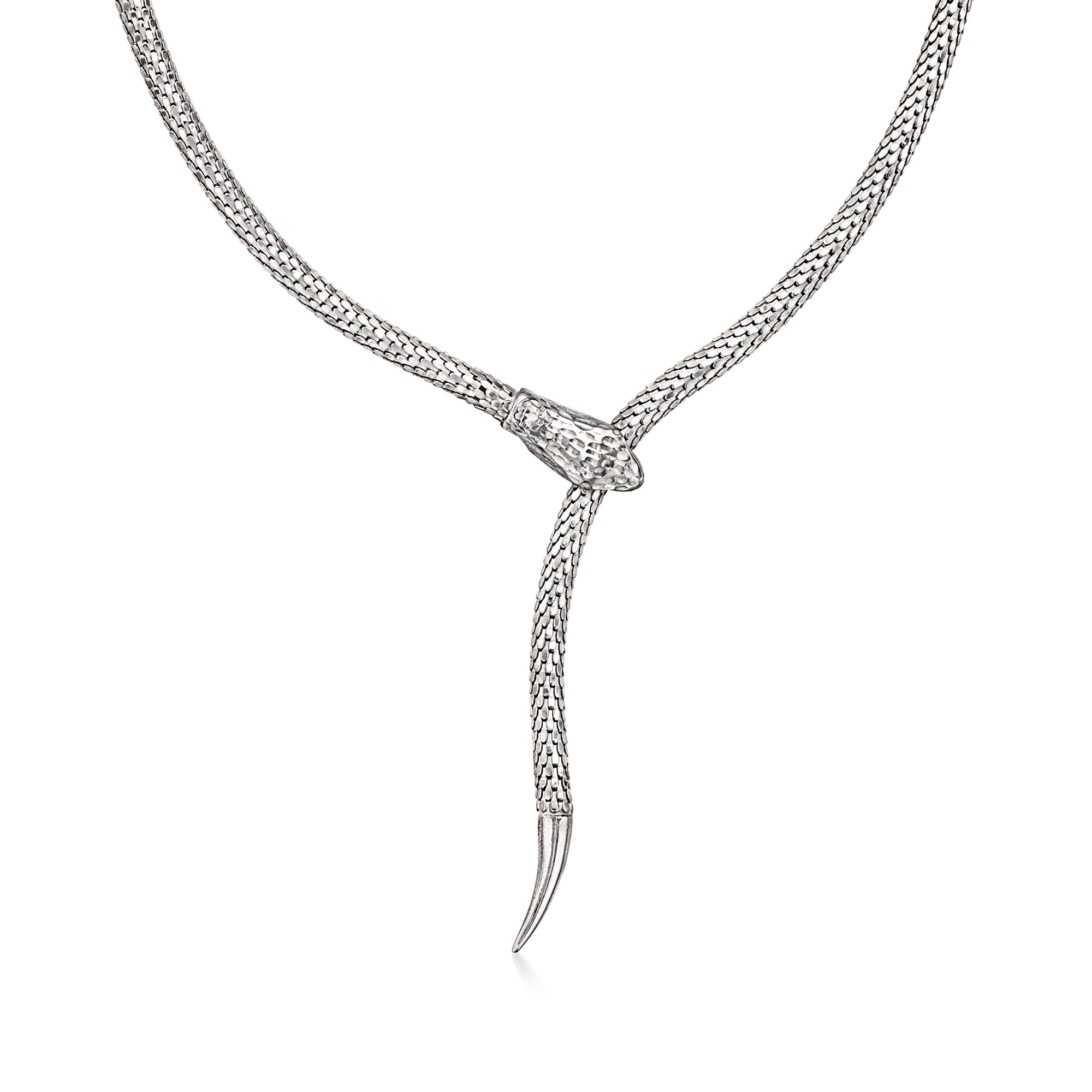 Italian Sterling Silver Adjustable Snake Necklace. 18