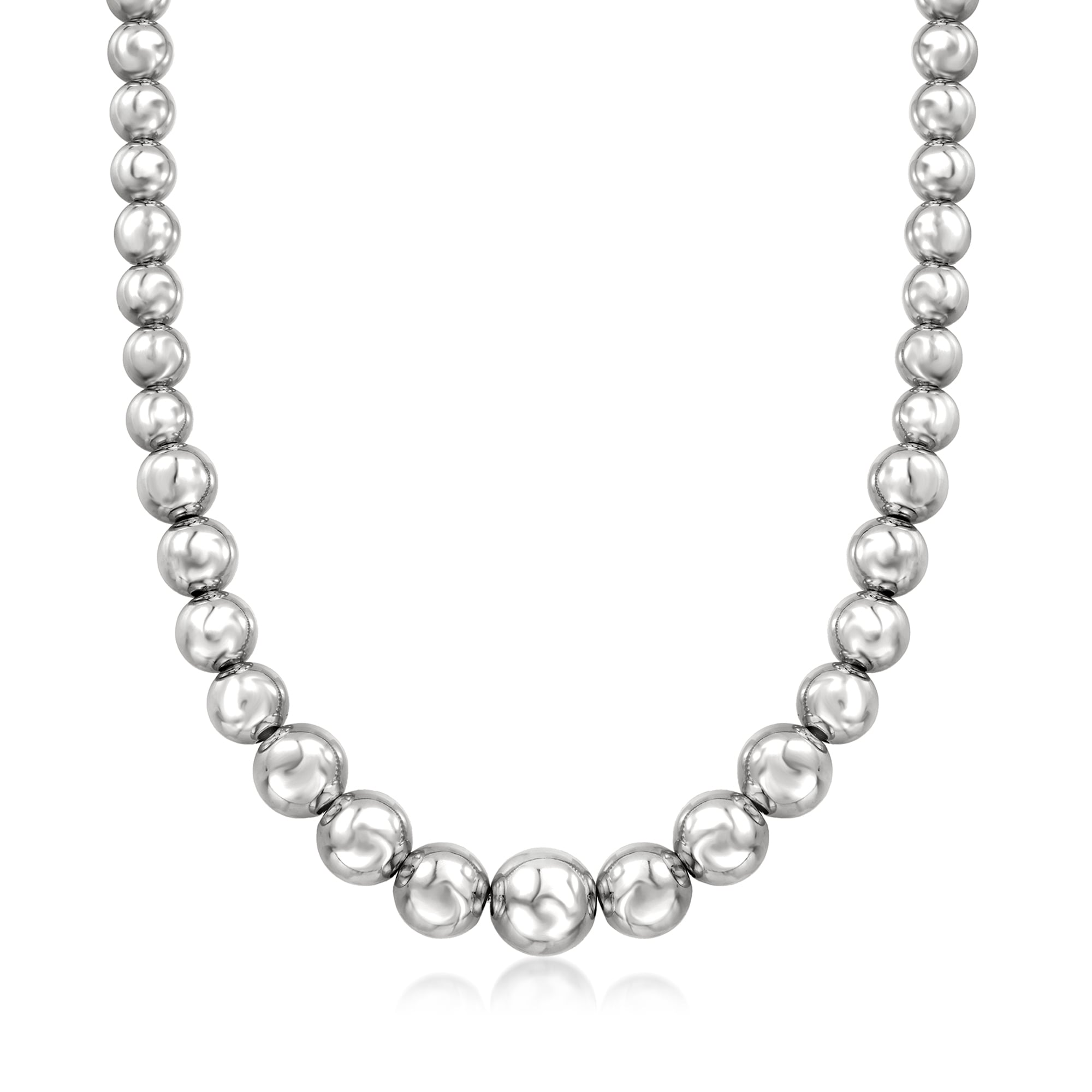 アクセサリー OX JEWELRY Italian Silver Beads Necklace Italian 8mm Sterling Silver Bead Necklace | Ross Simons