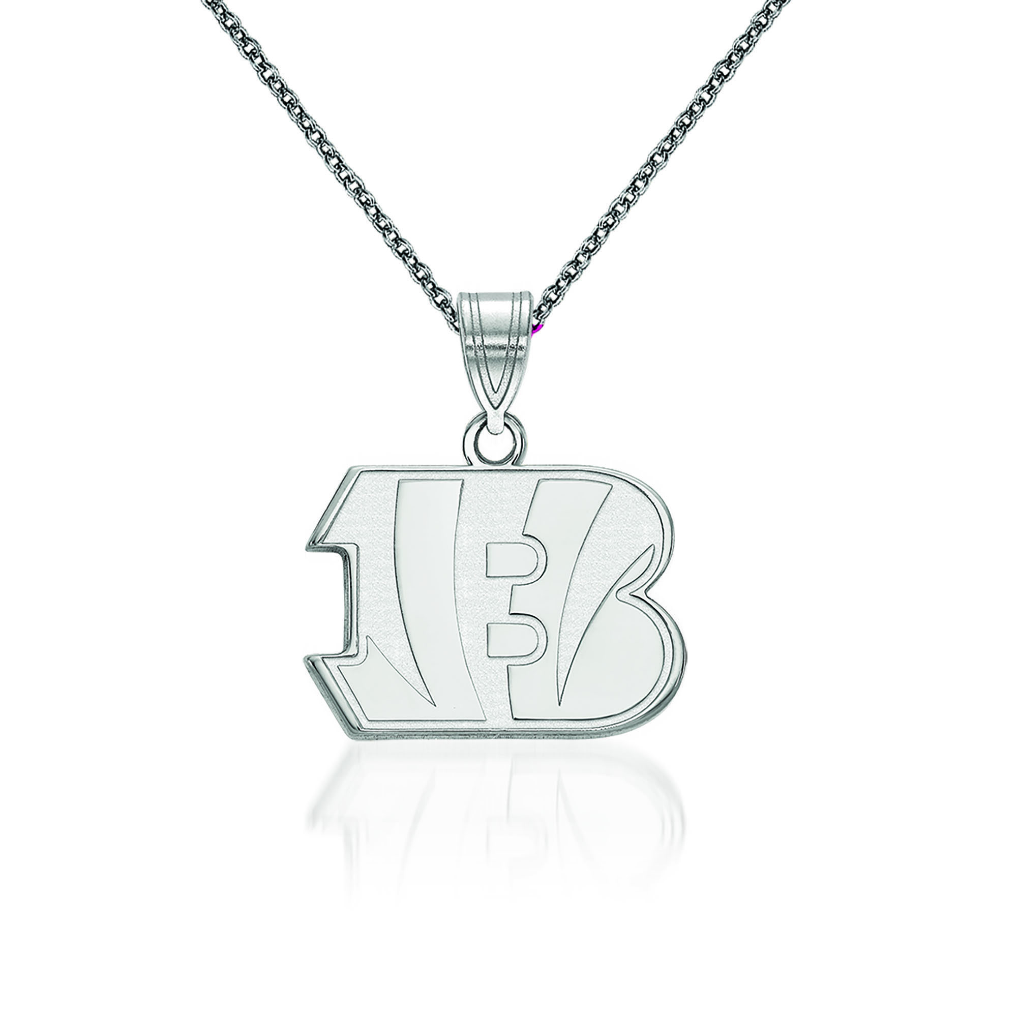 14kt White Gold NFL Cincinnati Bengals Pendant Necklace. 18 Ross Simons