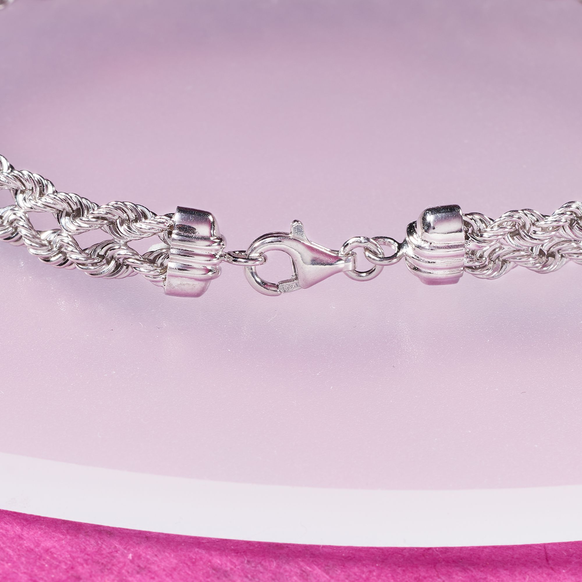 Sterling Silver Double Rope Chain Bracelet