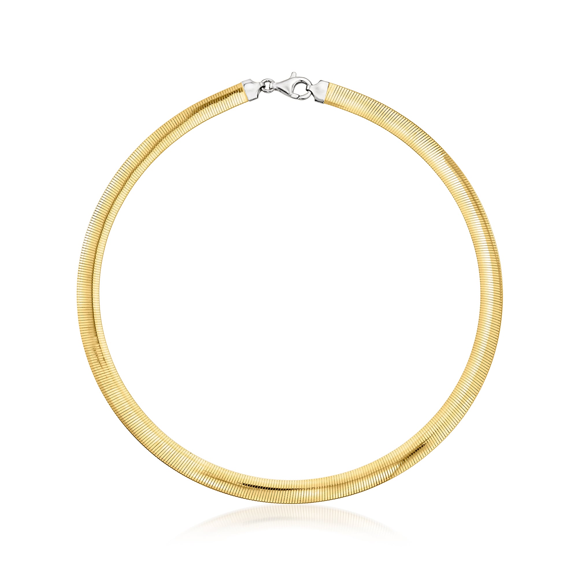Italian 4mm Reversible Omega Necklace in Two-Tone Sterling Silver