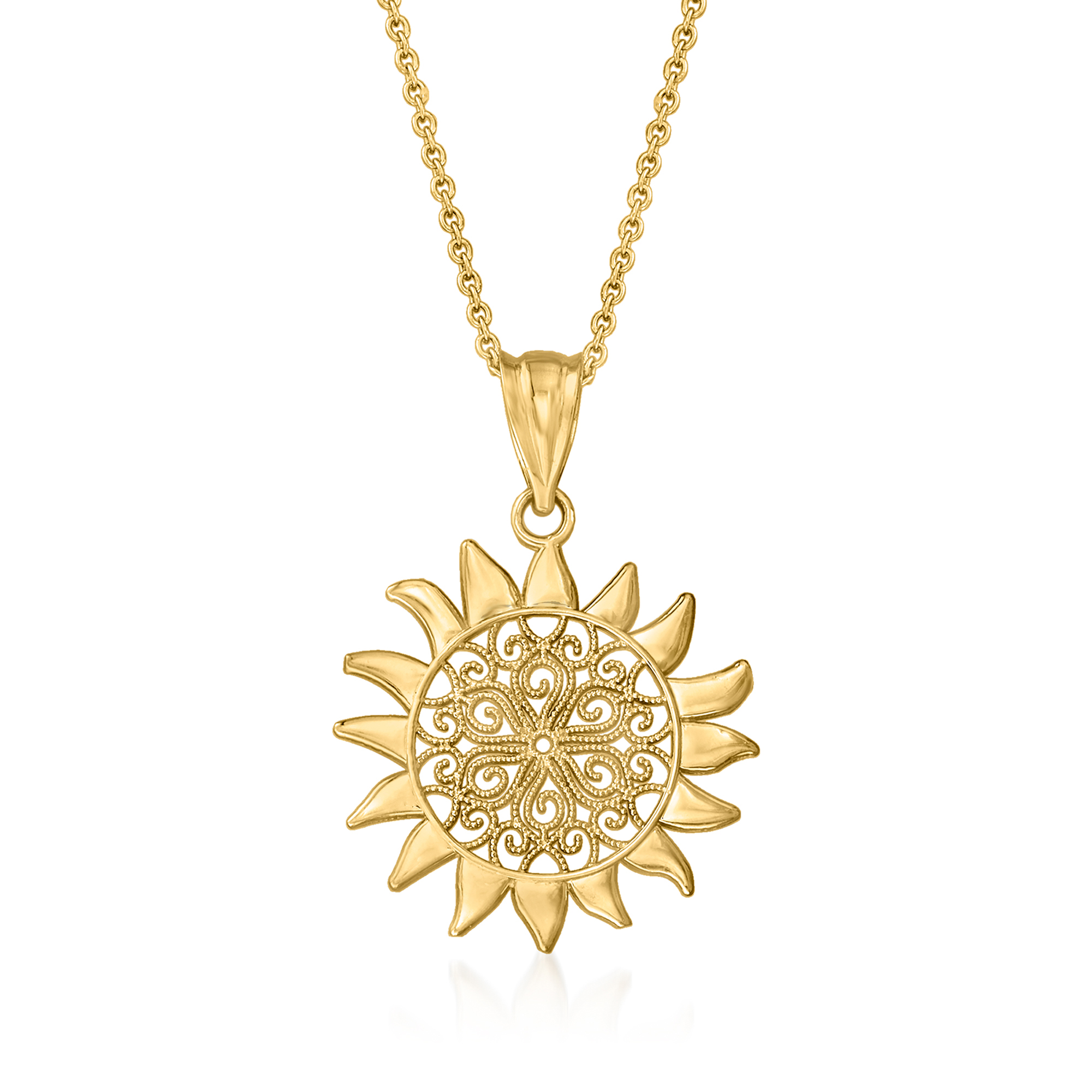 14kt Yellow Gold Sun Pendant Necklace | Ross-Simons