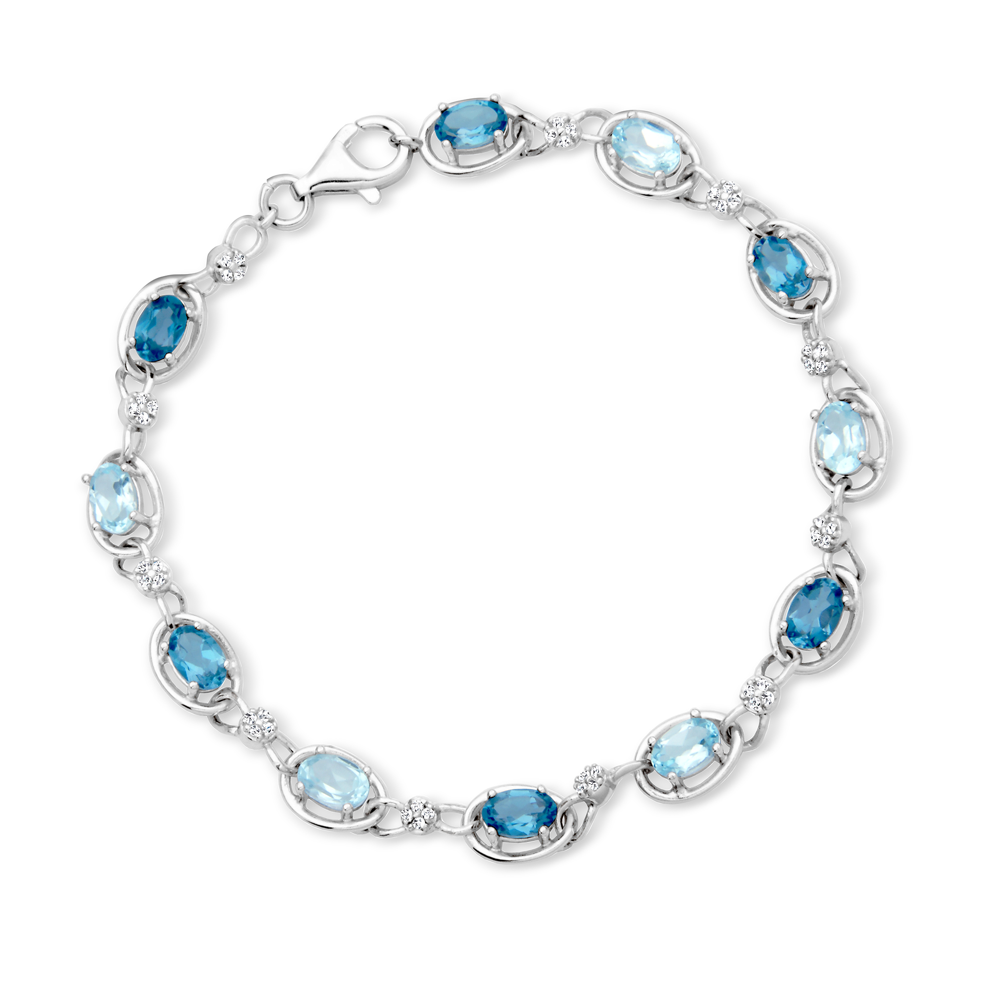 4.60 ct. t.w. London and Sky Blue Topaz Bracelet with .20 ct