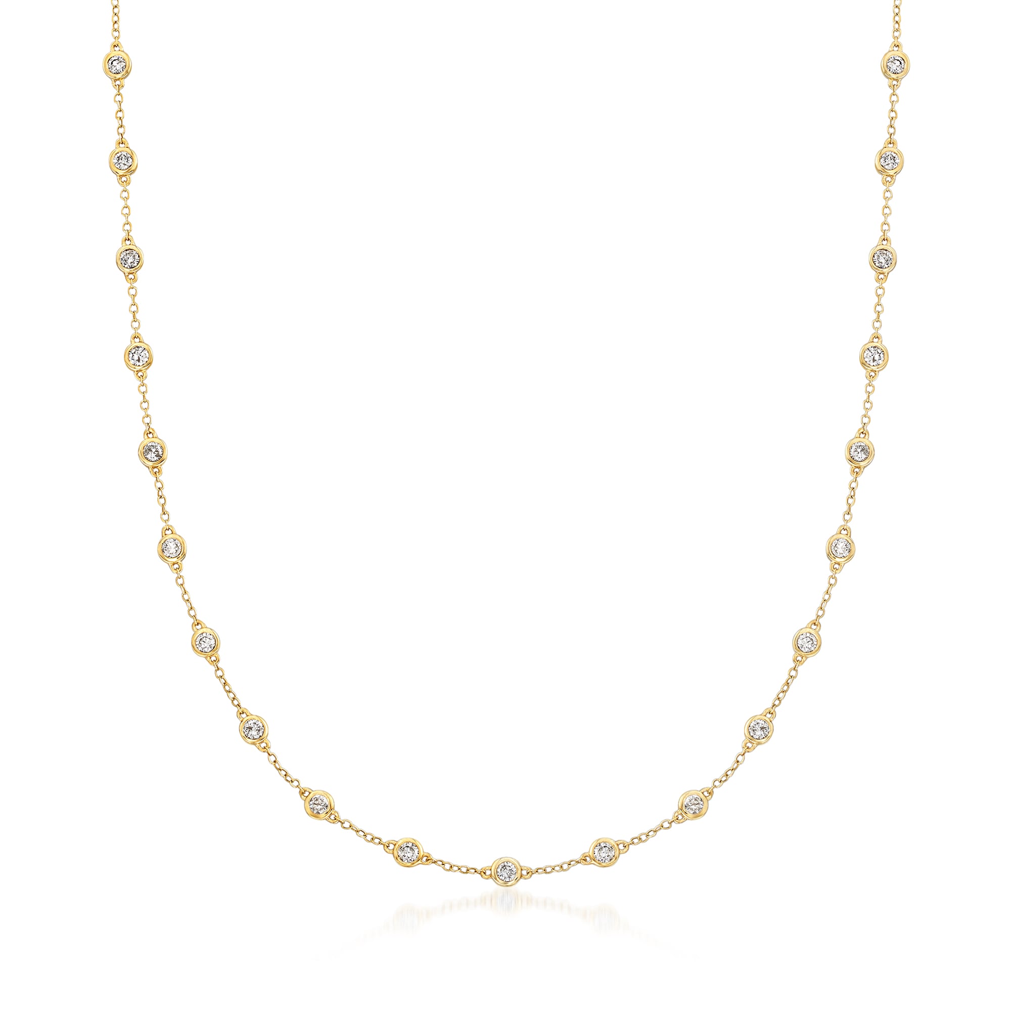 2.00 ct. t.w. Bezel-Set Diamond Station Necklace in 14kt Yellow
