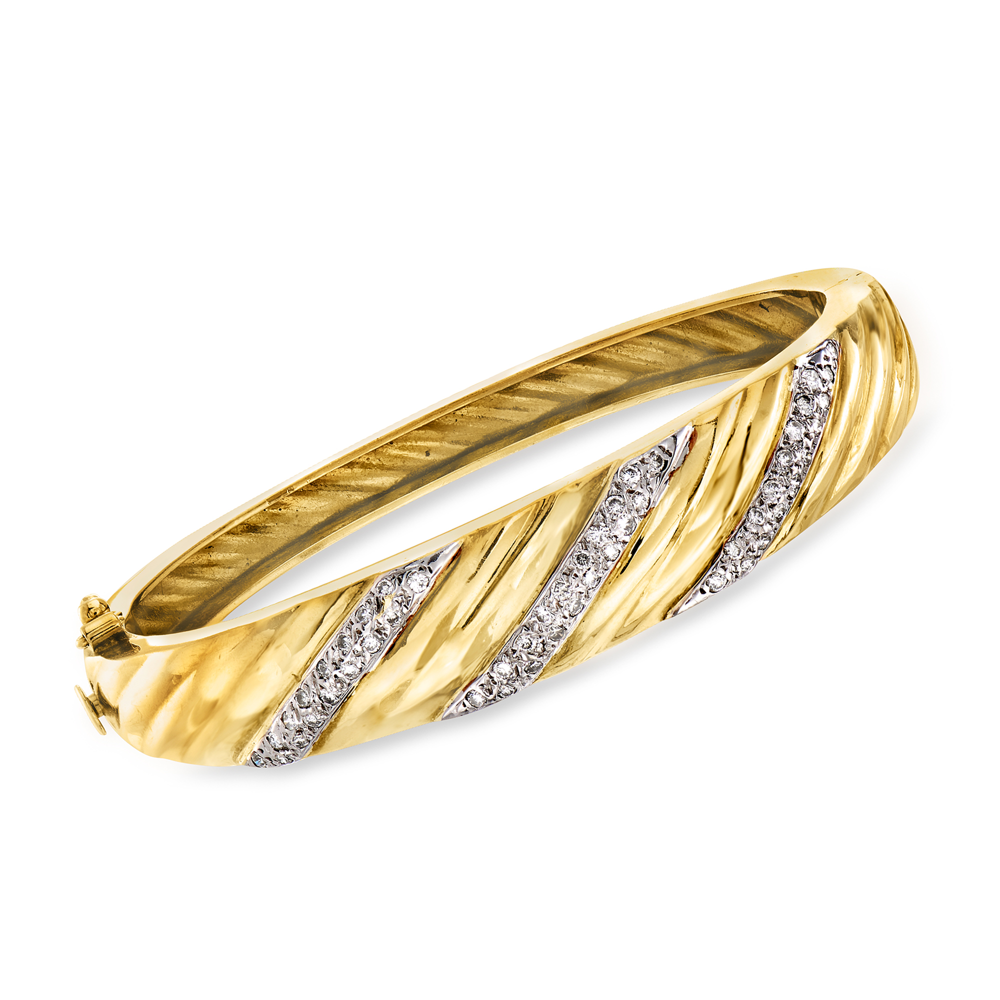行列のできるレビュー商品、集めました。高評価アイテム C. 1980 Vintage .75 ct. t.w. Diamond Striped Bangle Bracelet アクセサリー