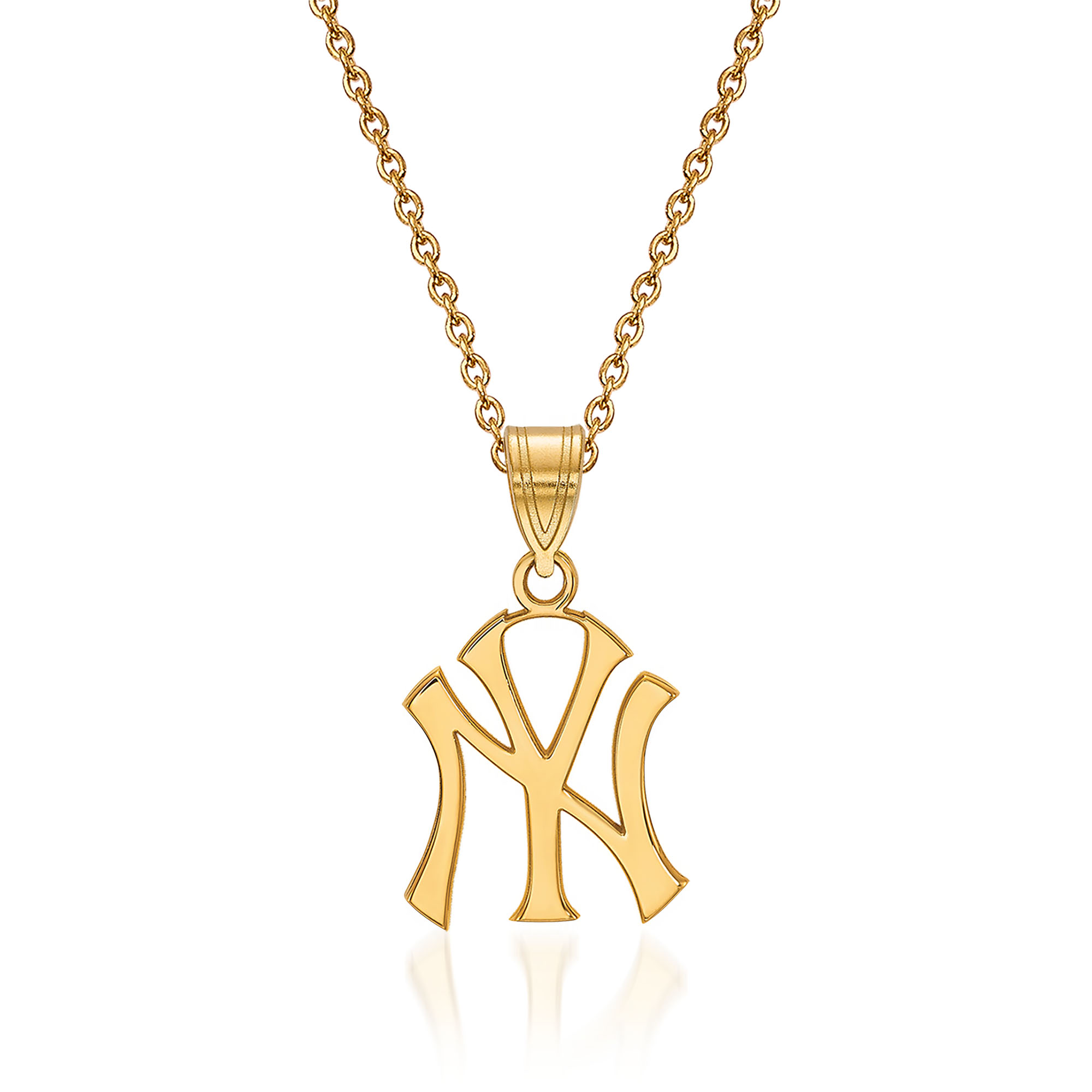 14kt Yellow Gold MLB New York Yankees Pendant Necklace. 18&quot