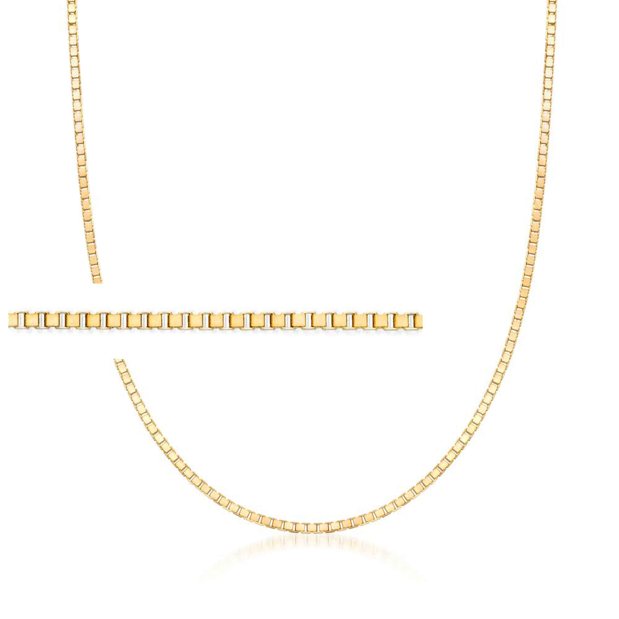 8mm 14kt Yellow Gold Box-Chain Necklace. 16