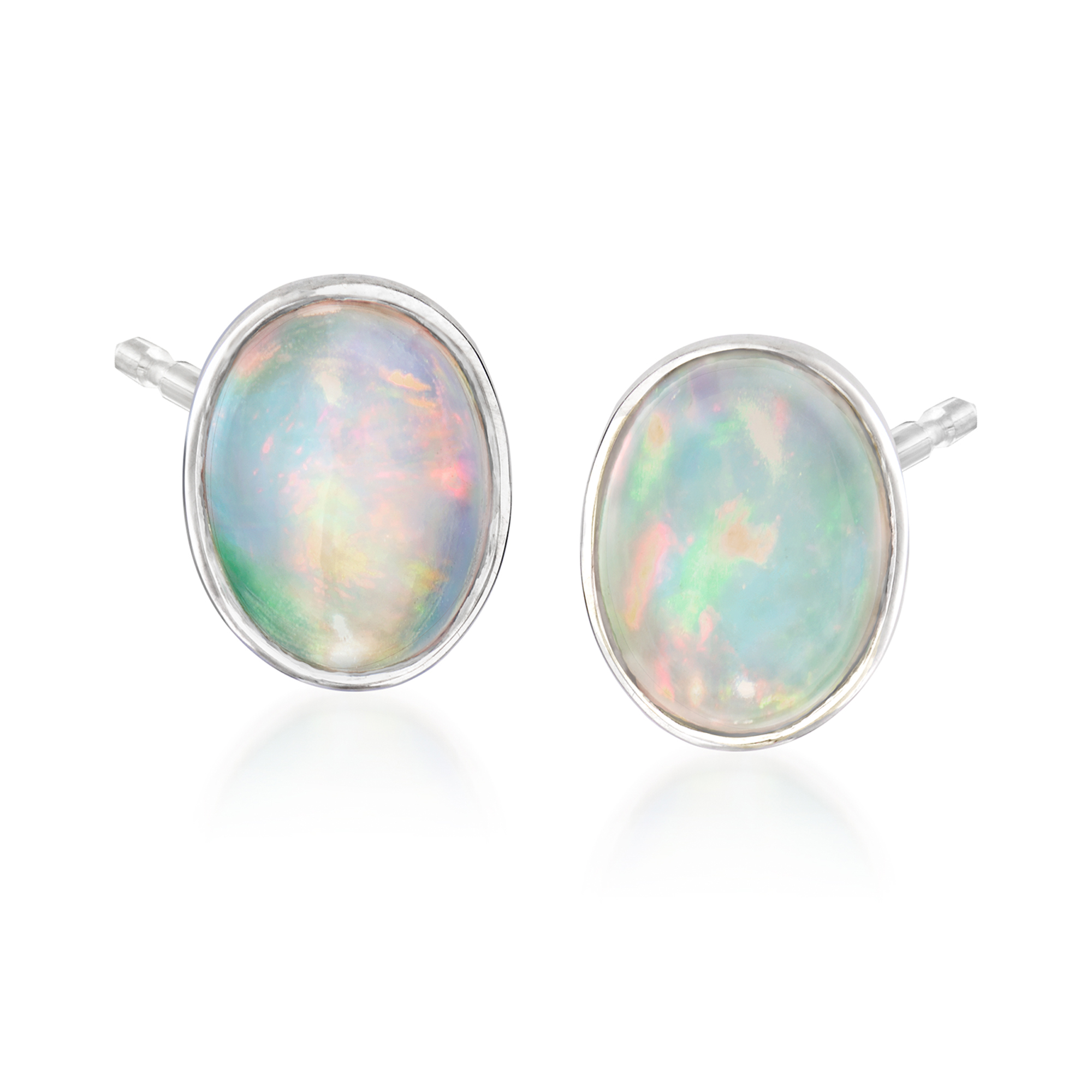 Sterling Silver Snow Opal Druzy Bezel-Set Stud Earrings