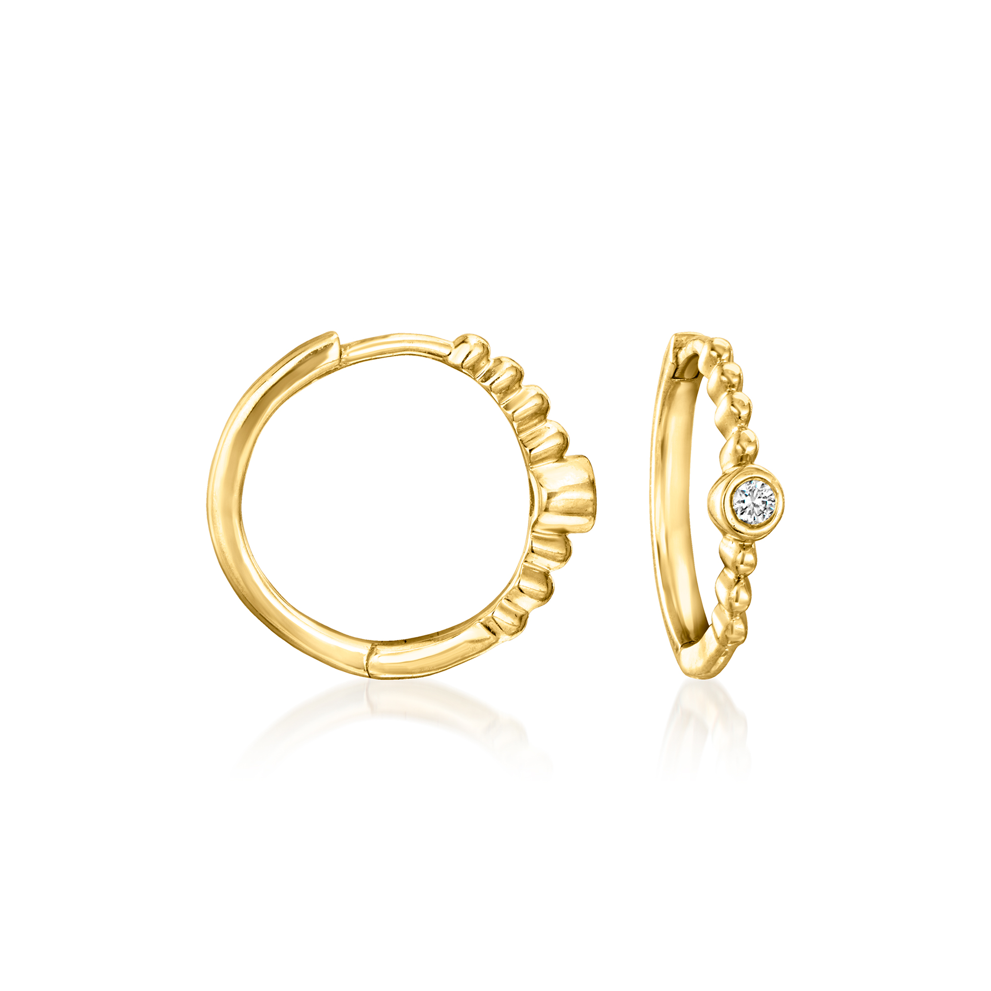 Bezel-Set Lab-Grown Diamond Clicker Hoop Earrings in 14kt Yellow