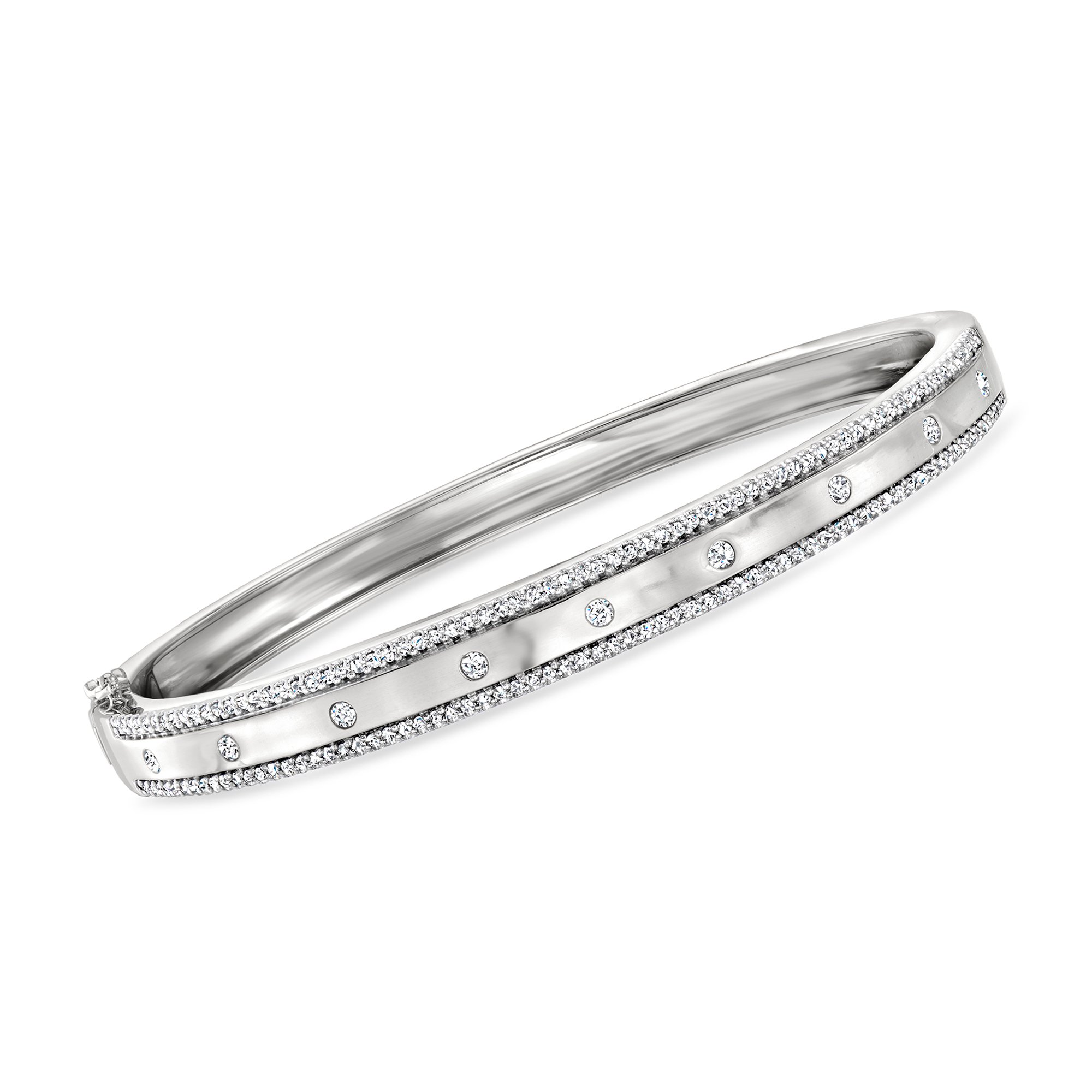 70 ct. t.w. Diamond Studded Bangle Bracelet in Sterling Silver
