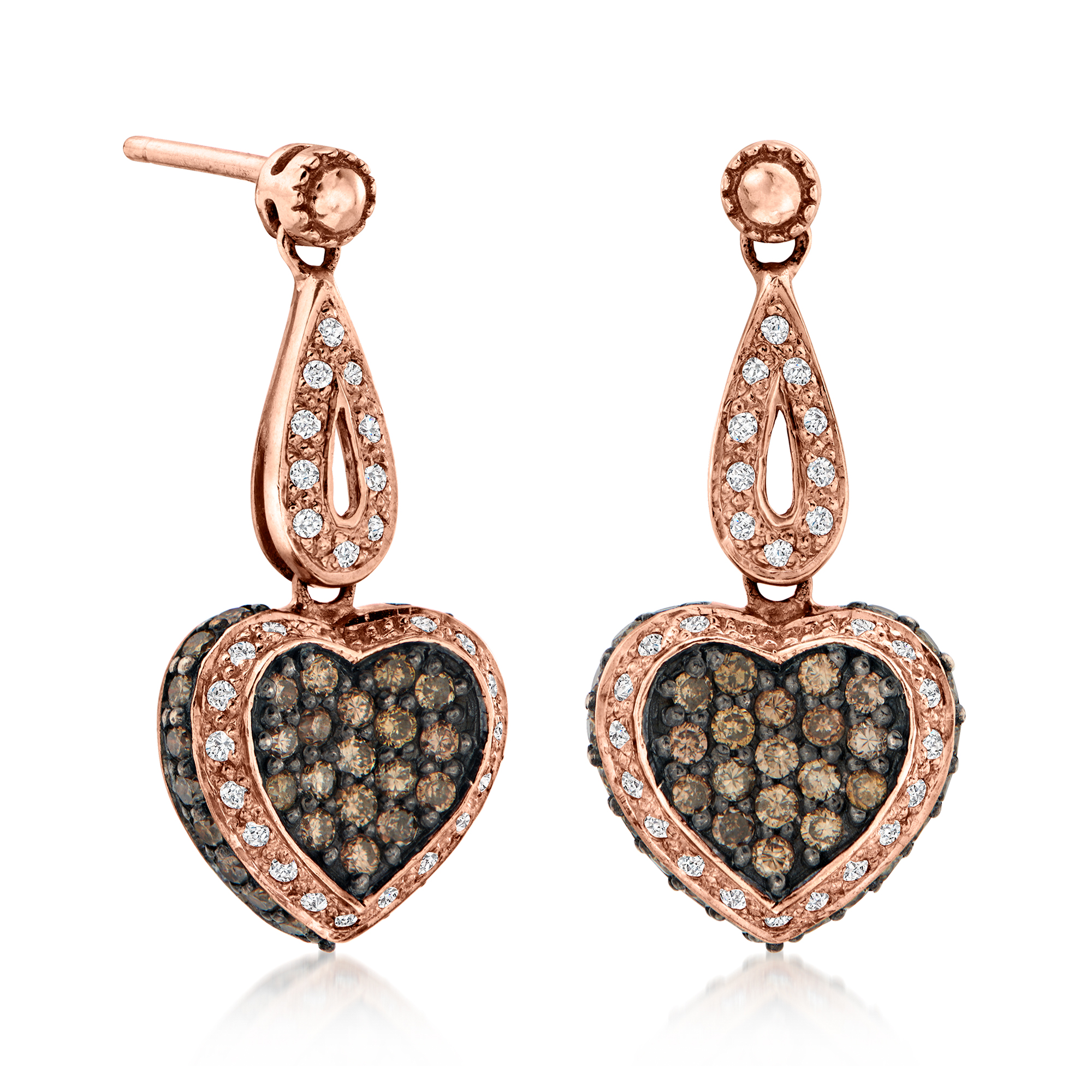 Le Vian .95 ct. t.w. Chocolate Diamond Heart Drop Earrings with