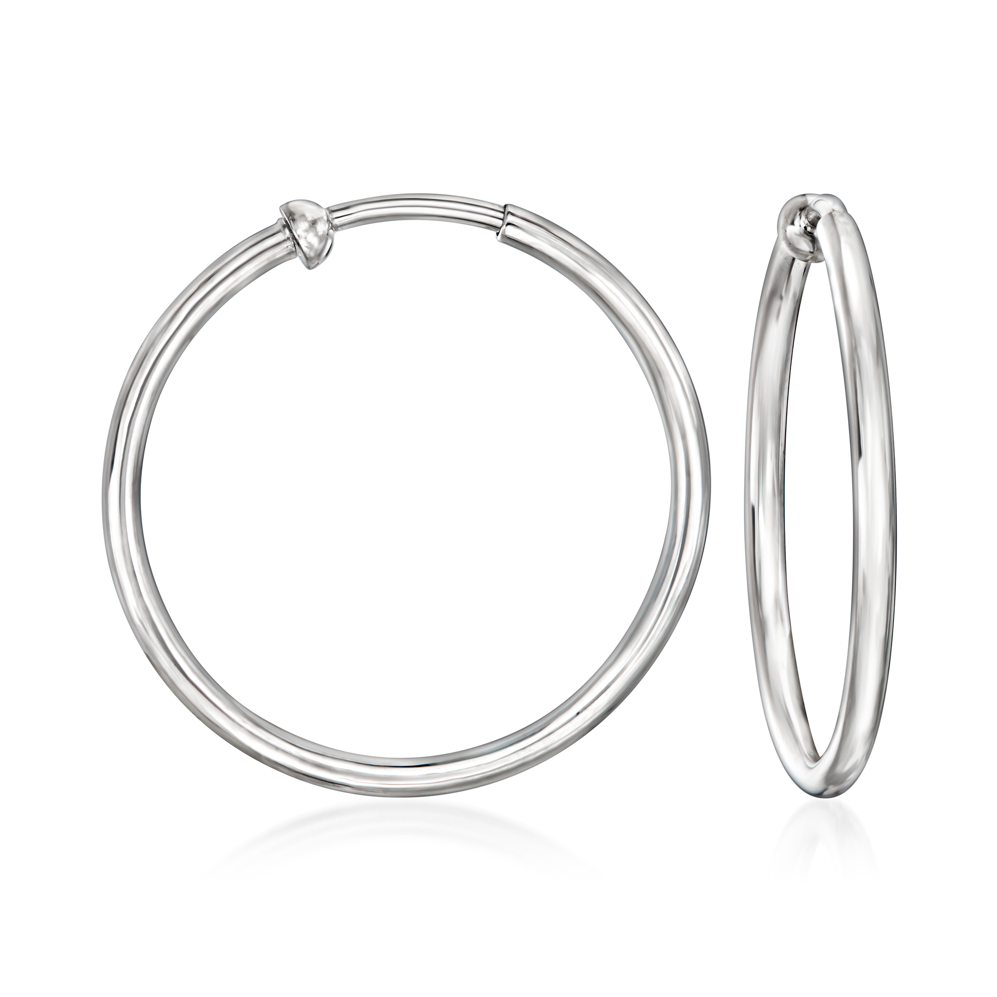 Sterling Silver Medium Hoop Clip-On Earrings. 1