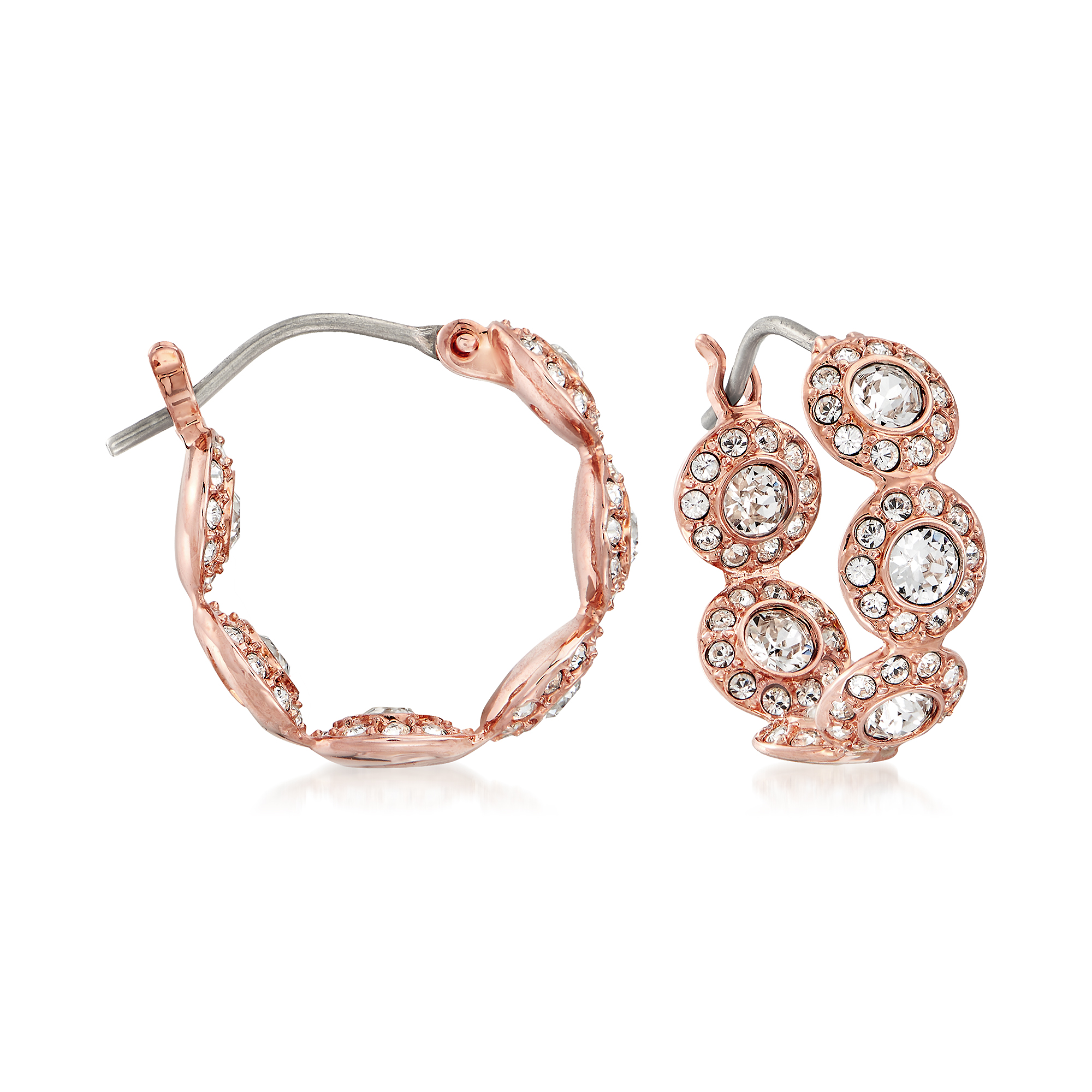 Swarovski Crystal Angelic Multi Circle Hoop Earrings in Rose Gold Plated Metal. 5 8