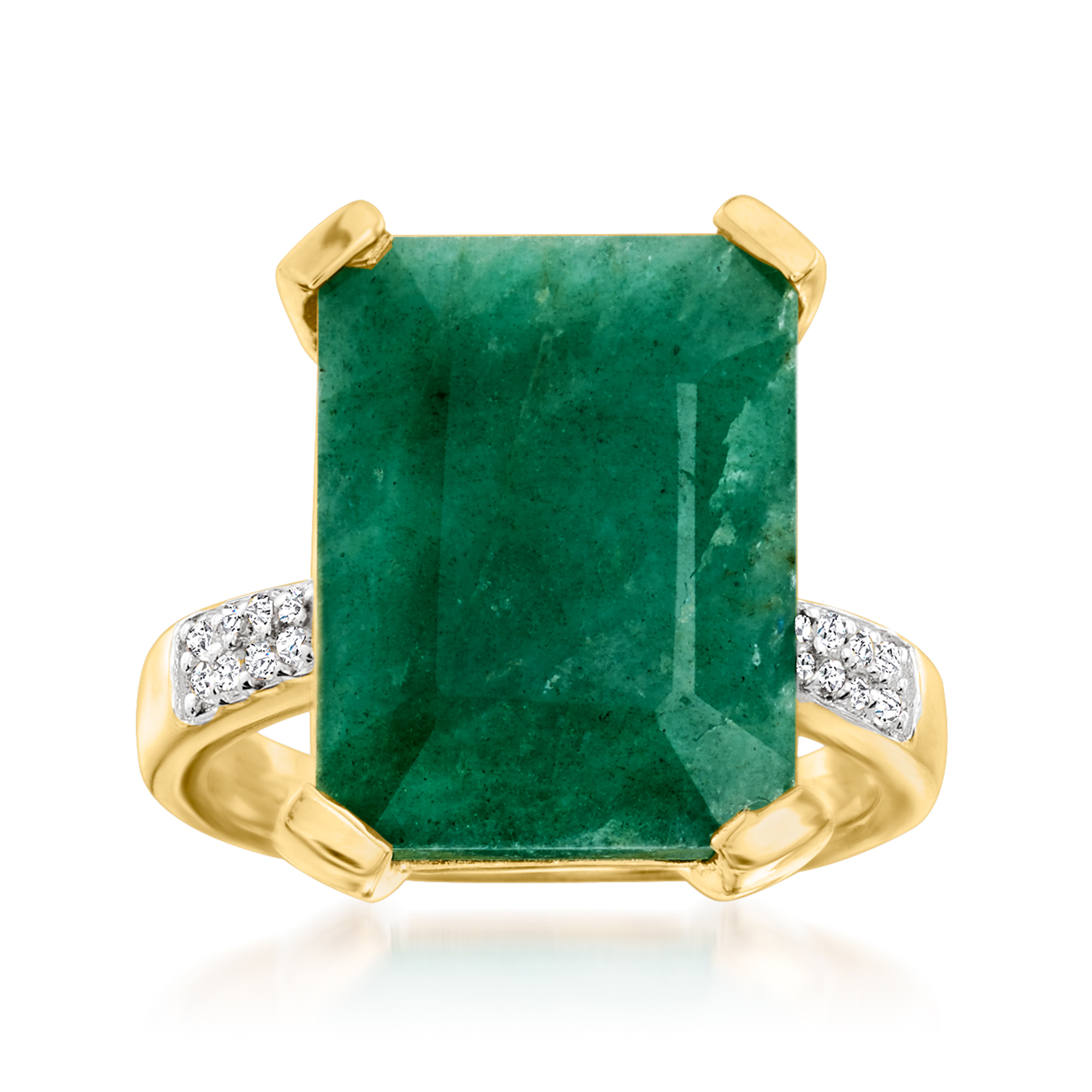 Created Emerald Split Prong Basket Eternity Ring – With Clarity
