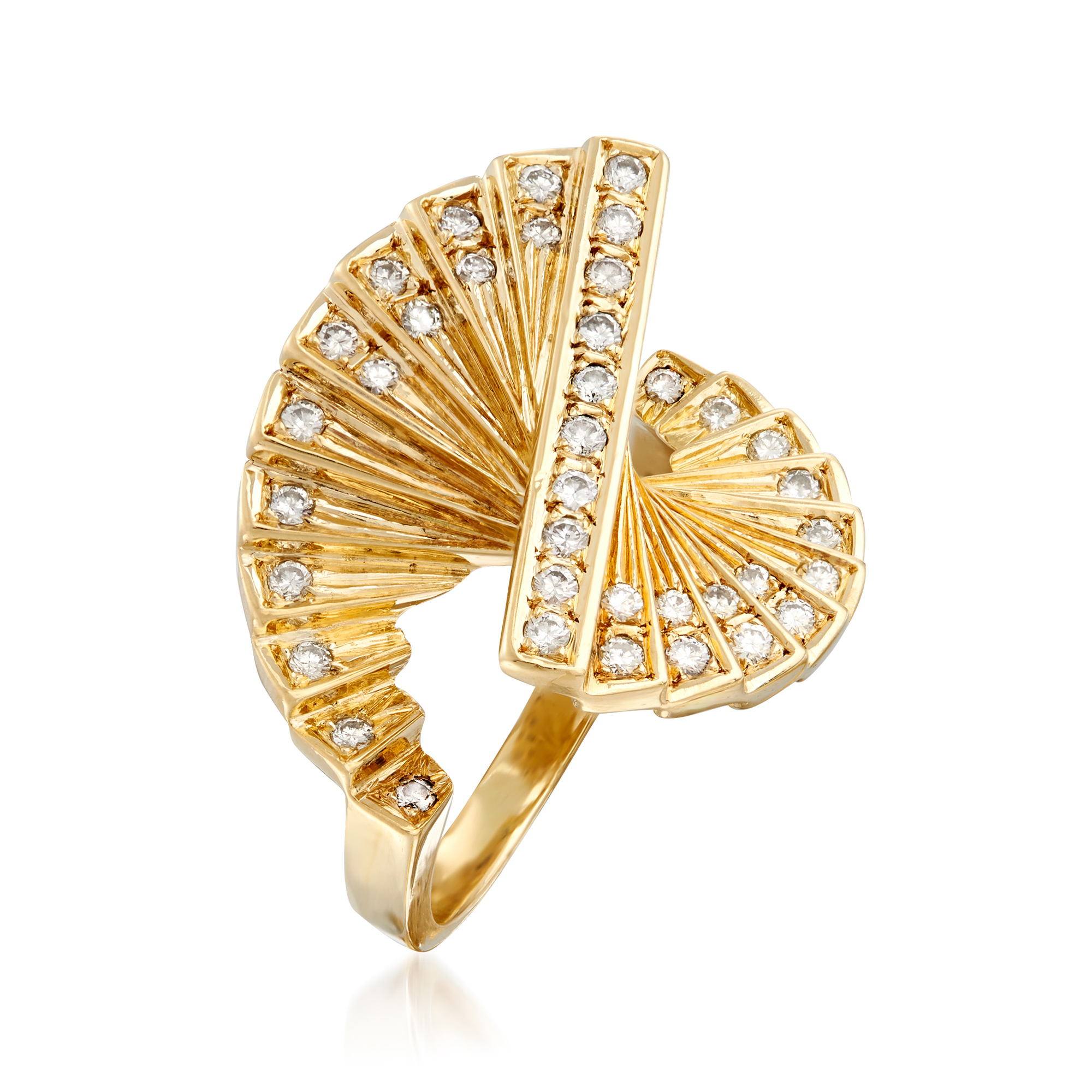 C. 1970 Vintage .60 ct. t.w. Diamond Spiral Fan Ring in 14kt Yellow