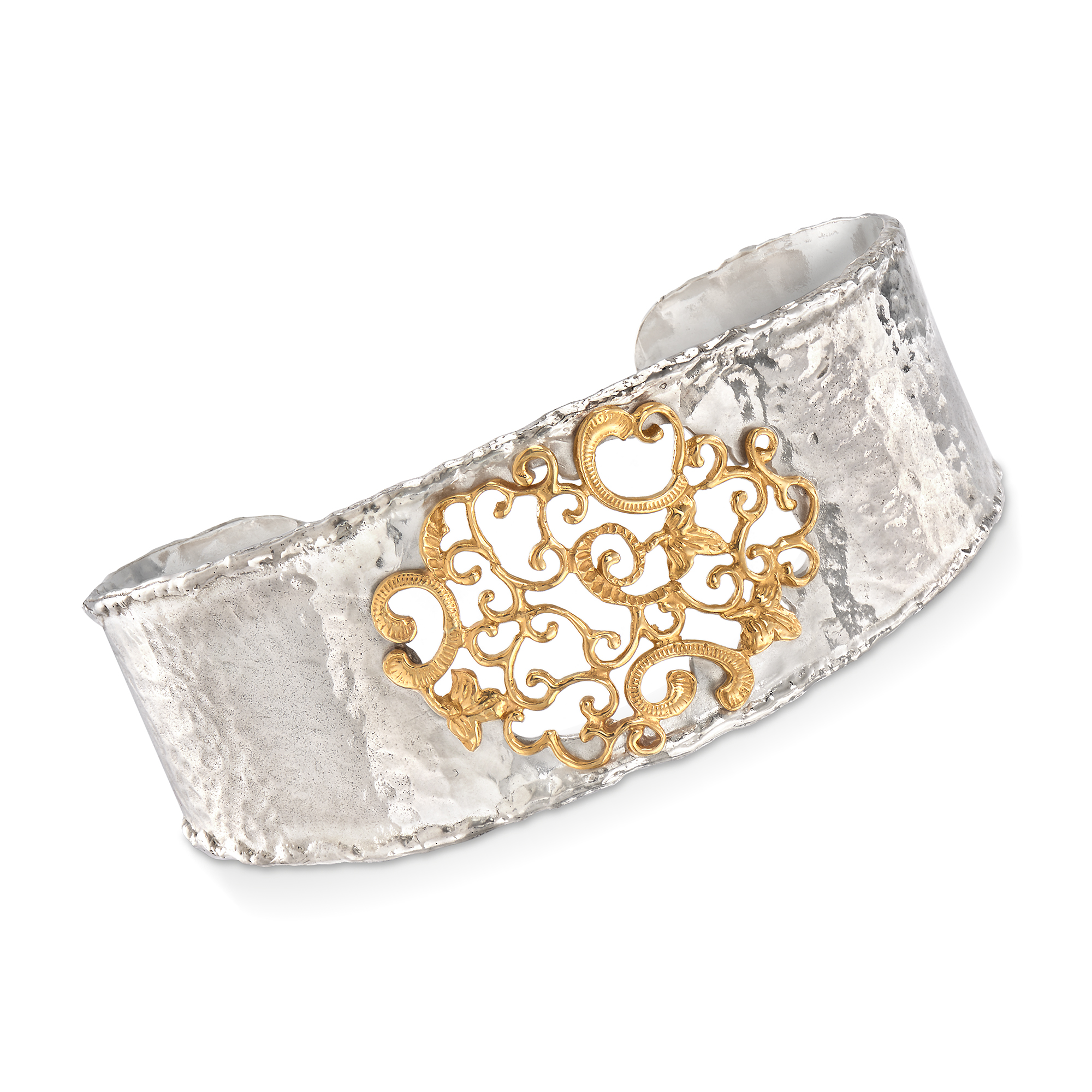Candice Gold Cuff Bracelet in Silver Filigree