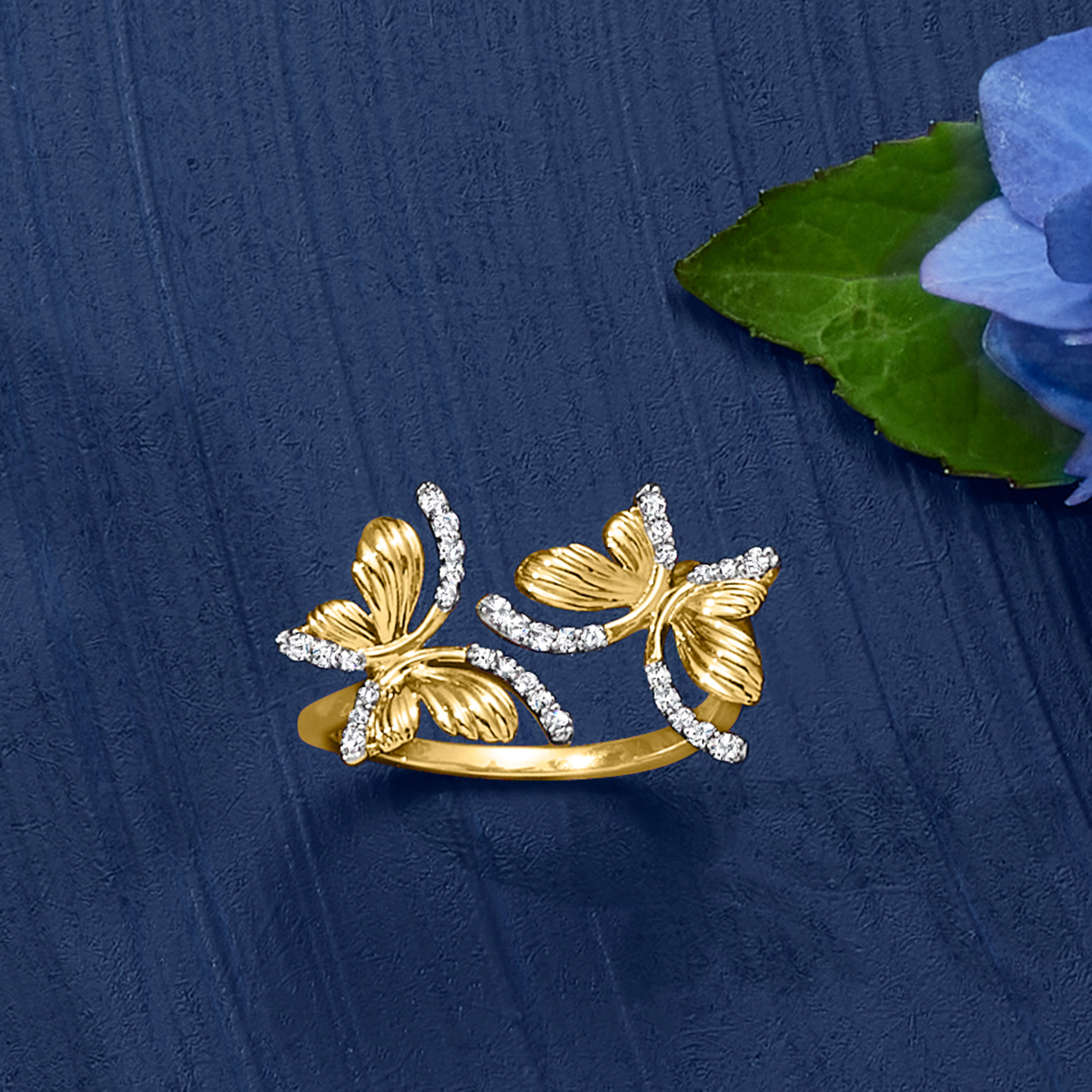15 ct. t.w. Diamond Butterfly Bypass Ring in 14kt Yellow Gold