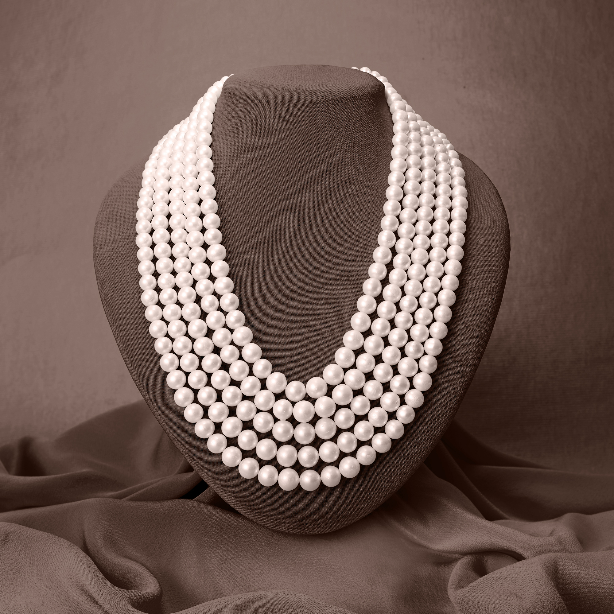 4-8.5mm Cultured Pearl Five-Strand Layered Necklace with Sterling
