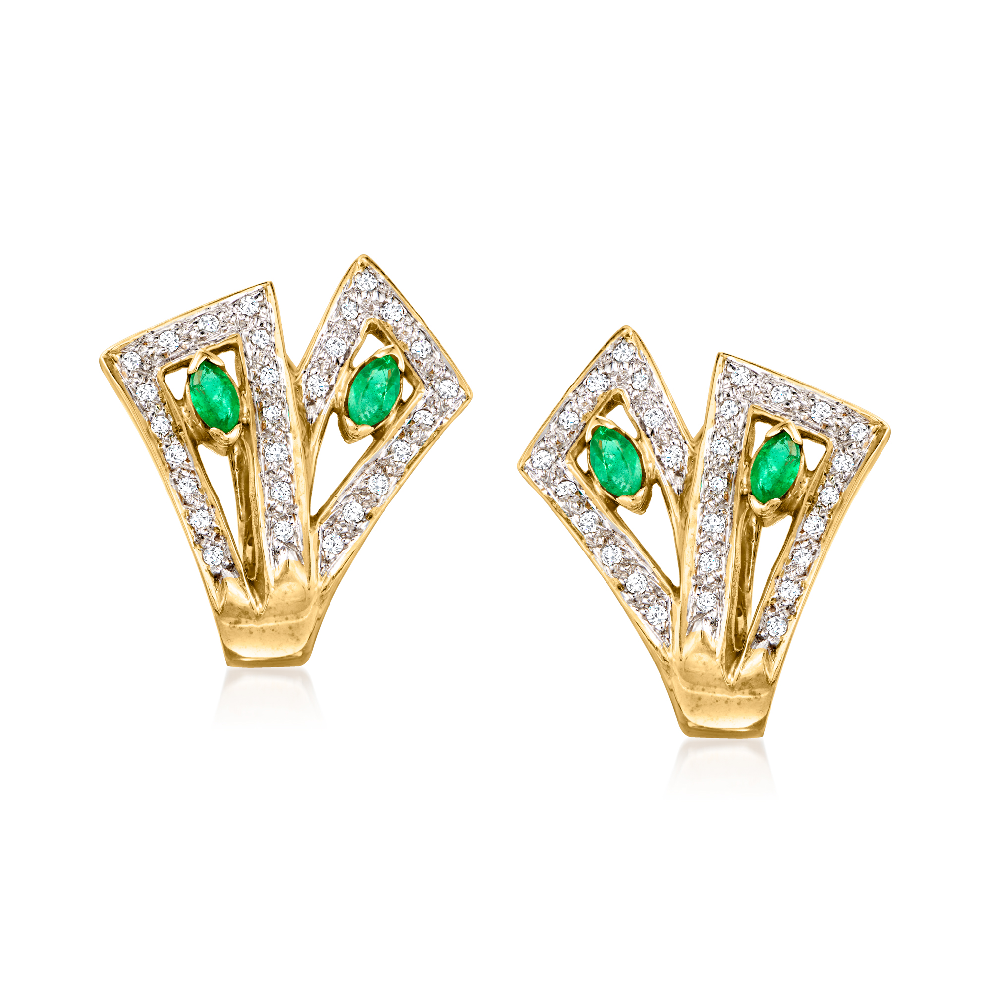 C. 1980 Vintage .40 ct. t.w. Emerald and .45 ct. t.w. Diamond Earrings ...