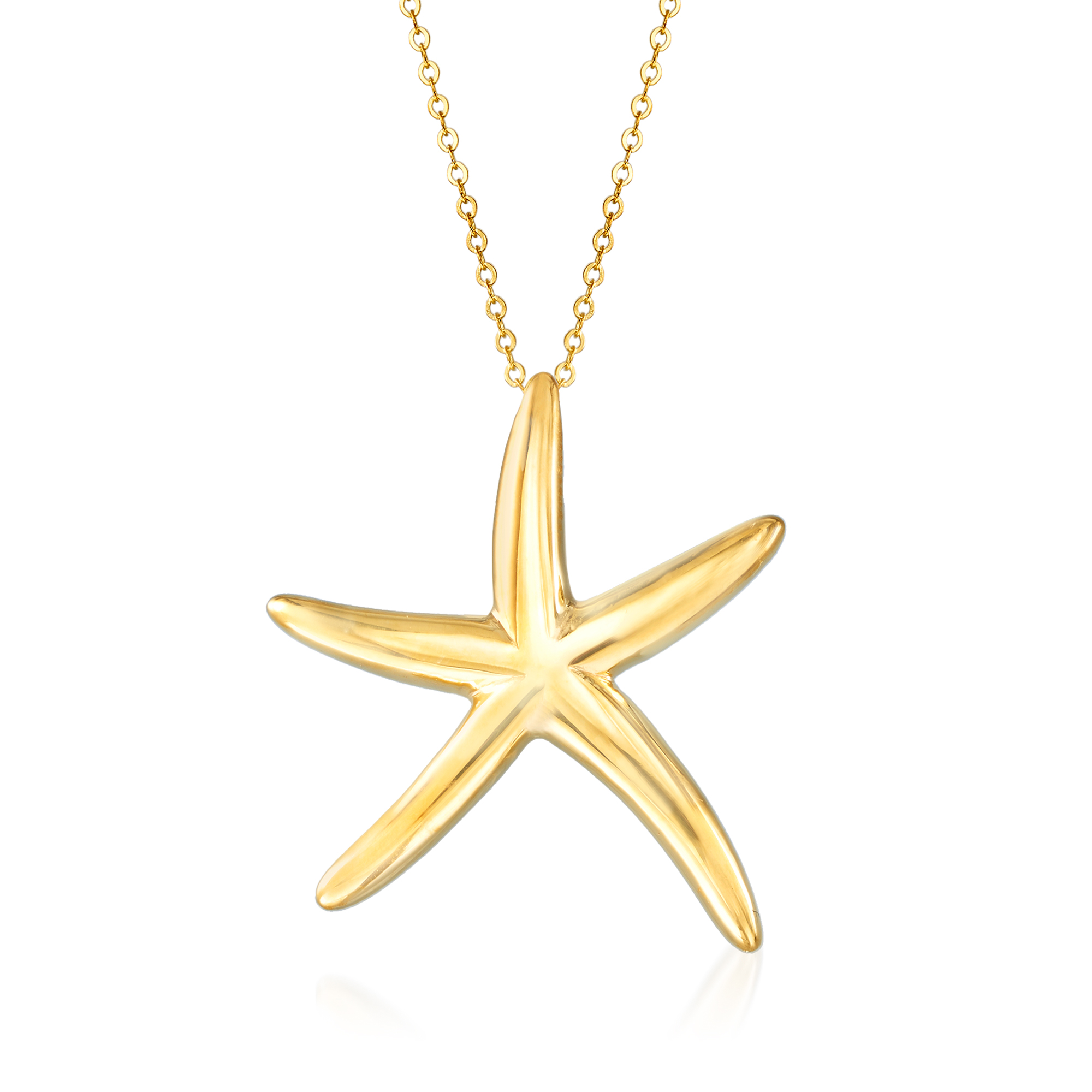 Details about   14K Yellow Gold Polished Open-Backed Starfish Pendant C2537 