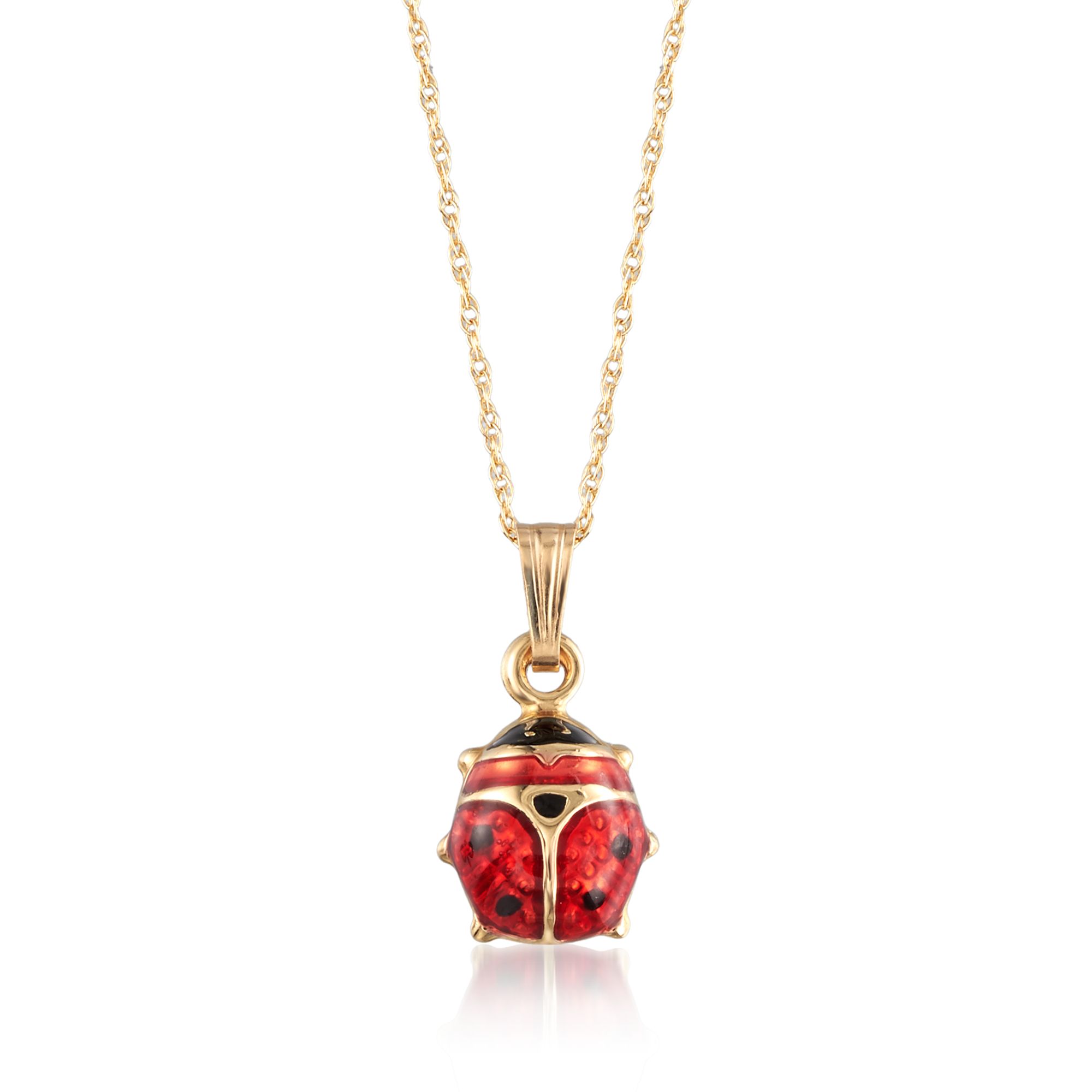 Initial Letter A Red & Black Enamel Ladybug Pendant So Chic Jewels 18k Yellow Gold Initial Letter A Red & Black Enamel Ladybug Pendant So Chic Jewels 18k Yellow Gold