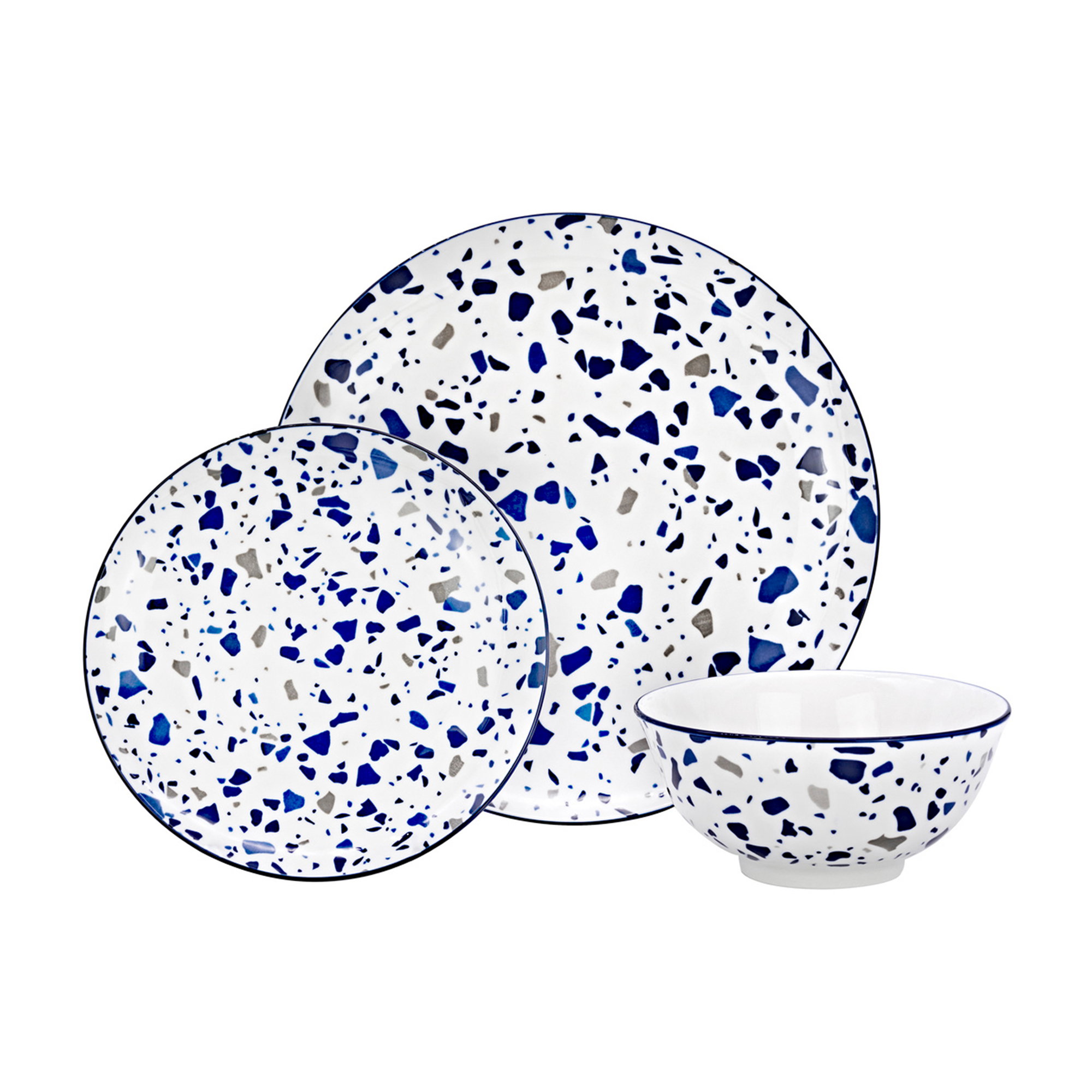 Godinger 12-pc. Service for 4 Blue Speckle Porcelain Dinnerware Set ...
