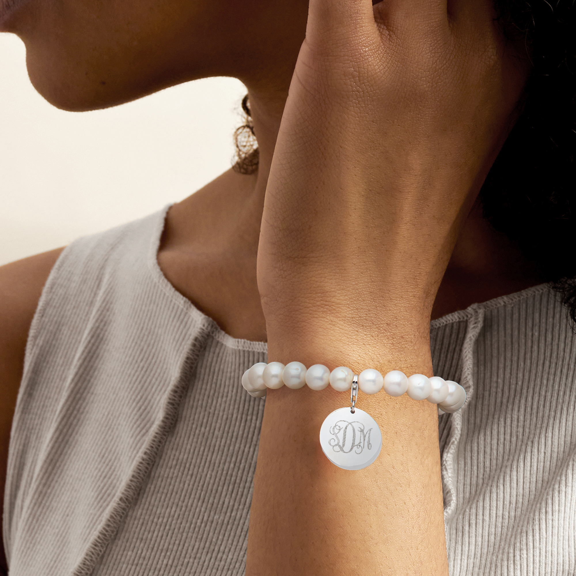 8-8.5mm Cultured Pearl Bracelet with Removable Sterling Silver
