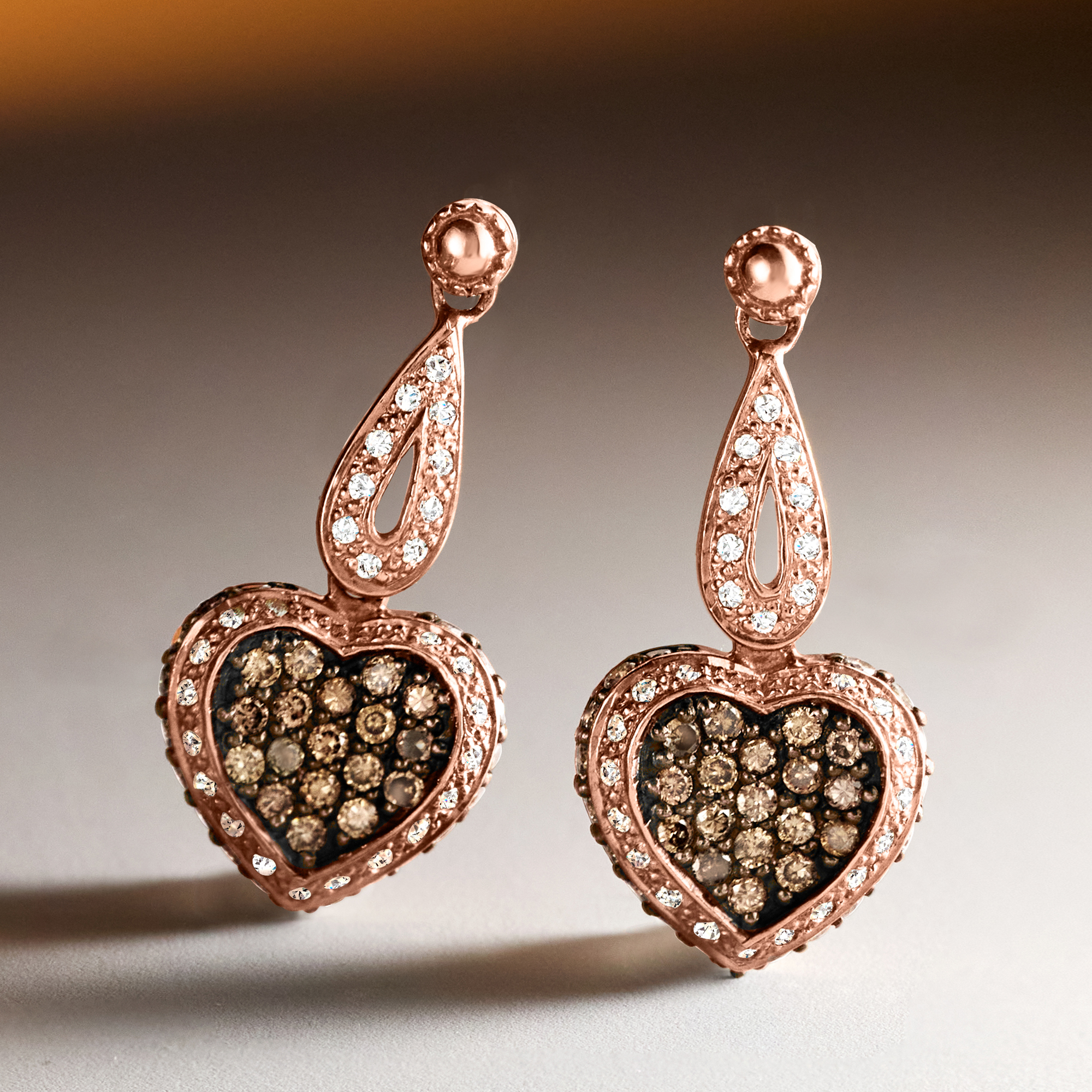 Le Vian .95 ct. t.w. Chocolate Diamond Heart Drop Earrings