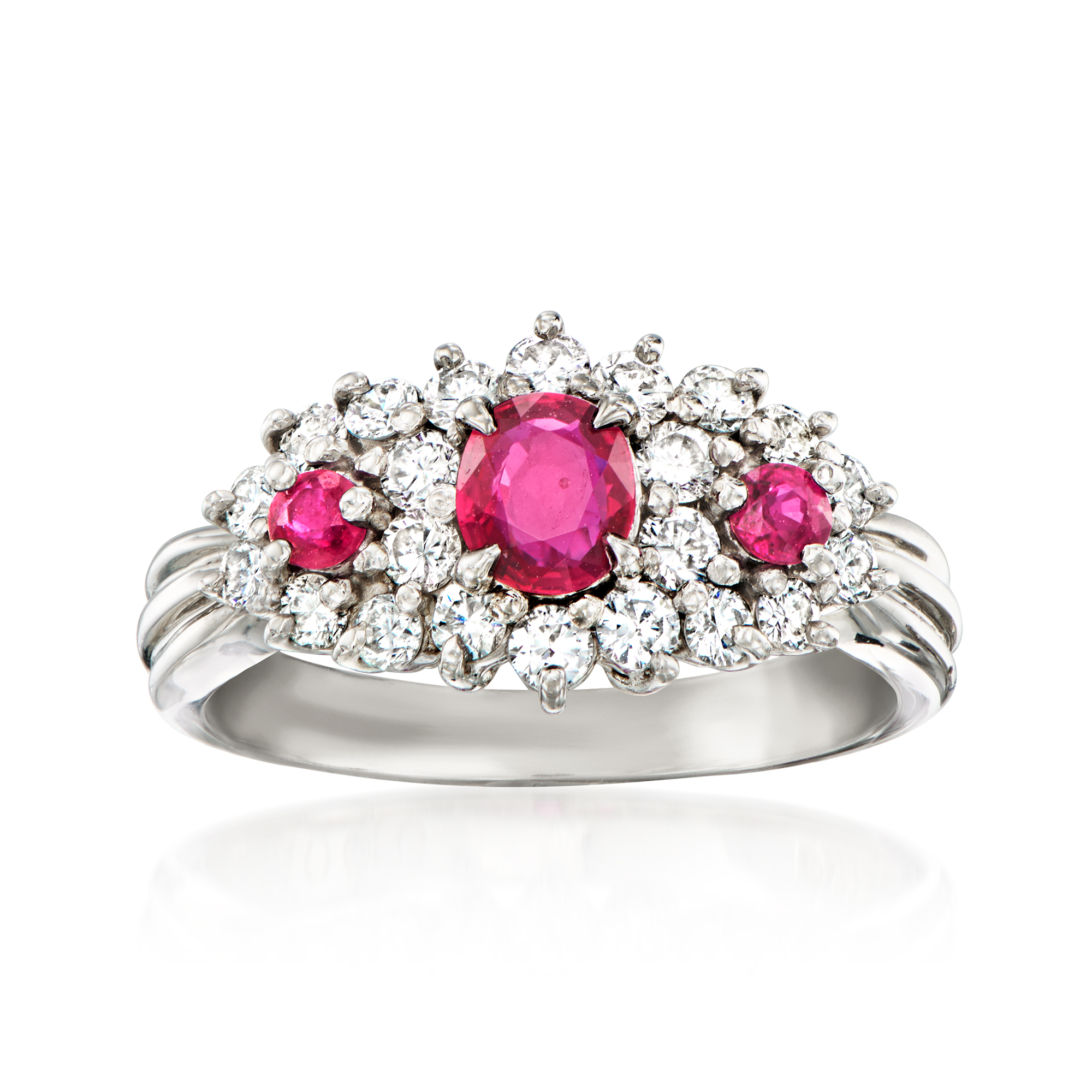 C. 1990 Vintage 2.39 ct. t.w. Diamond Three-Row Ring in Platinum