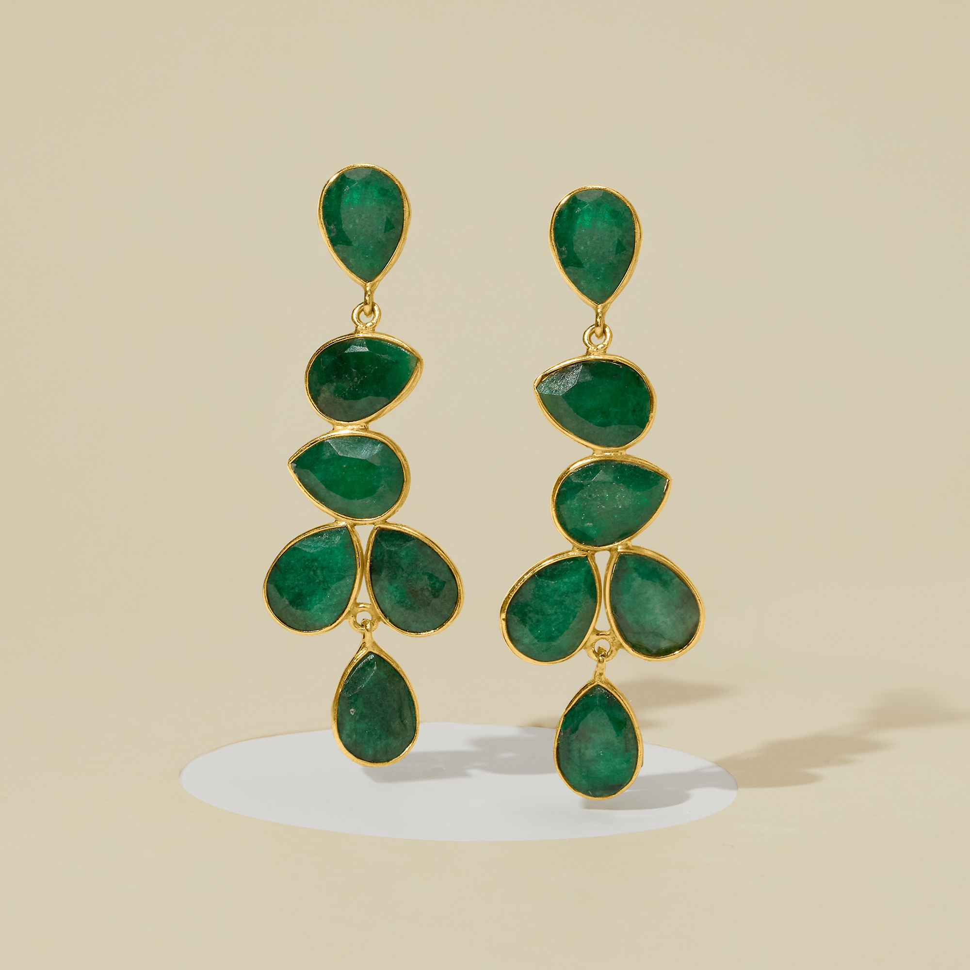 【待望の最新作】≪PACHAREE≫ Silh Emeralds Earrings (Gold) Silh Large Emeralds Hoops — Pacharee