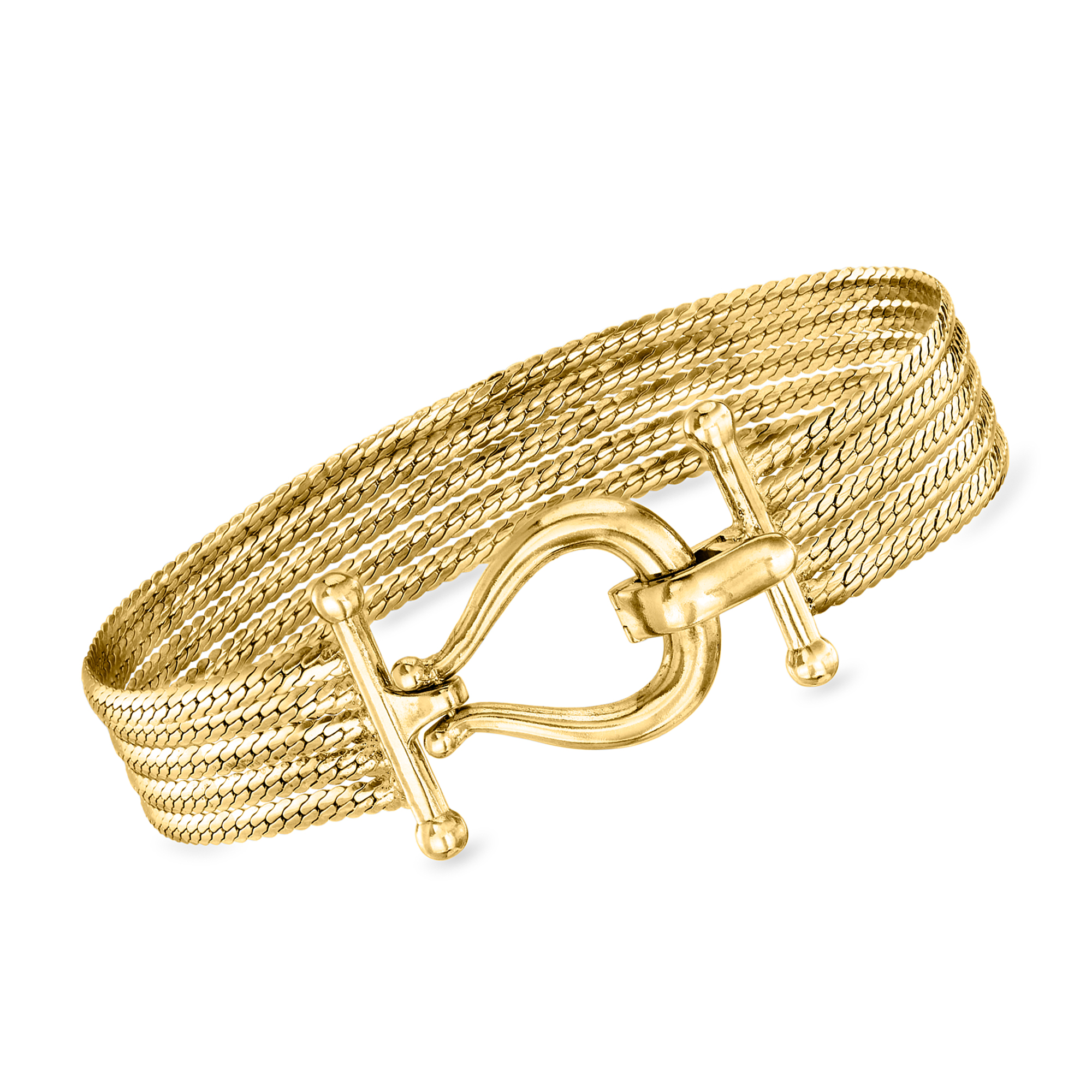 18kt Gold Over Sterling Multi-Strand Cuban-Link Bracelet