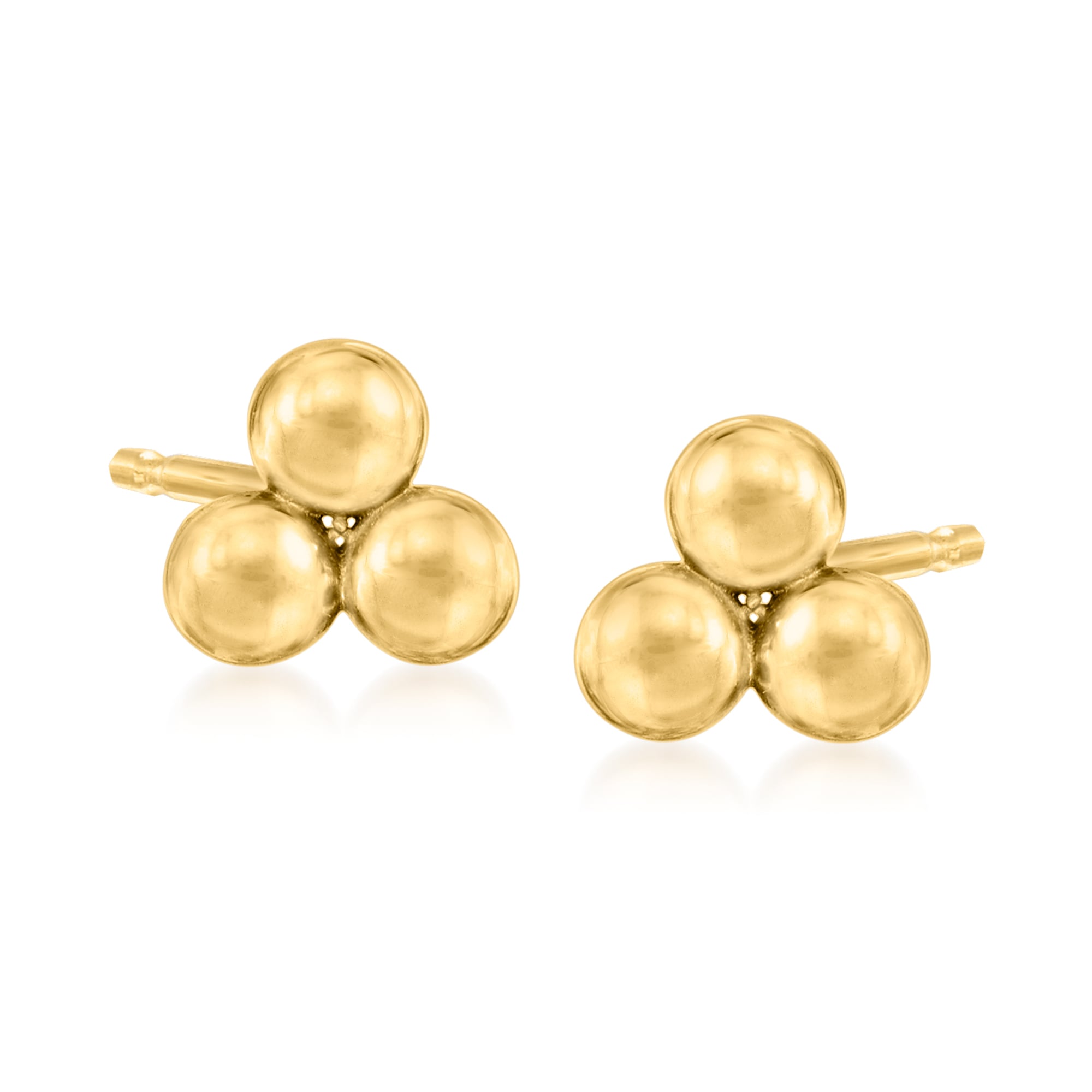 14kt Yellow Gold Three-Ball Stud Earrings | Ross-Simons