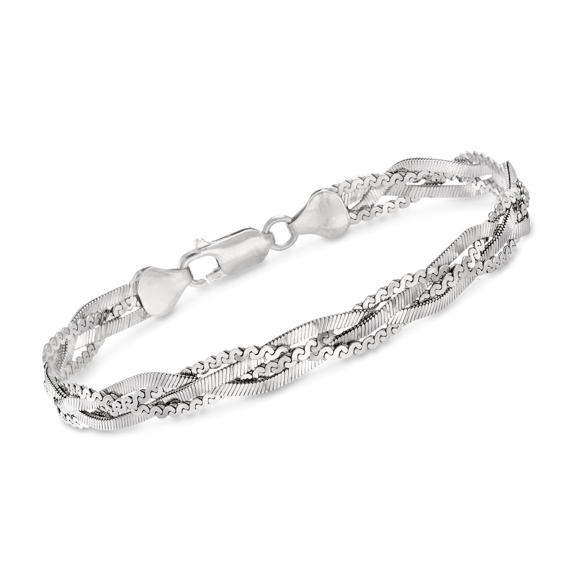 Ross-Simons - Italian Sterling Silver Braided Bracelet. 8