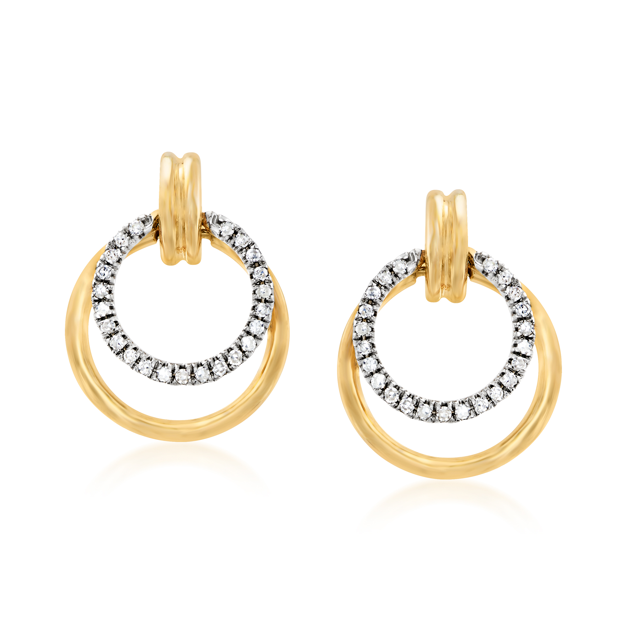 DOUBLE C DROP BALL GOLD DIAMONDS EARRINGS main image 0
