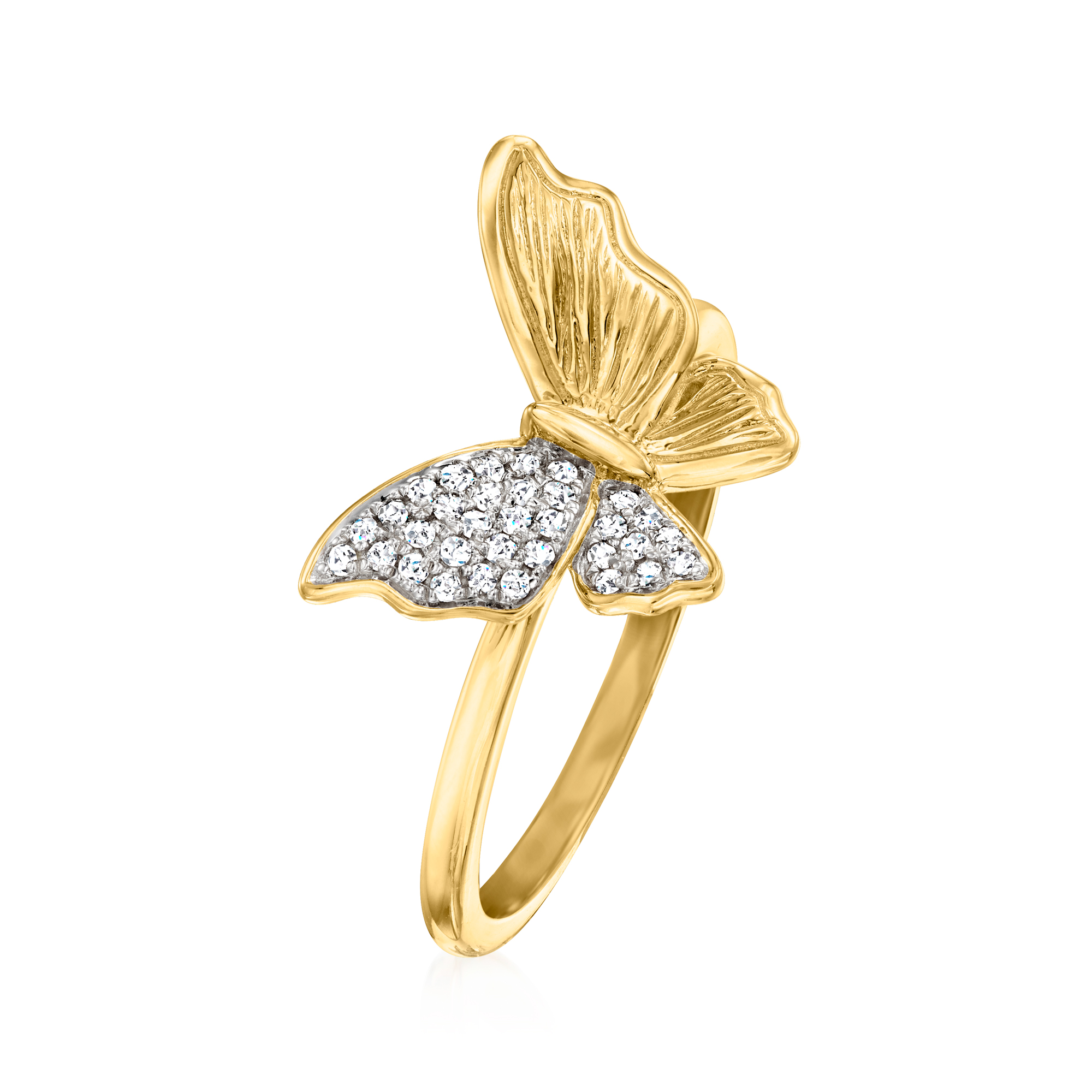 10 ct. t.w. Diamond Butterfly Ring in 18kt Gold Over Sterling